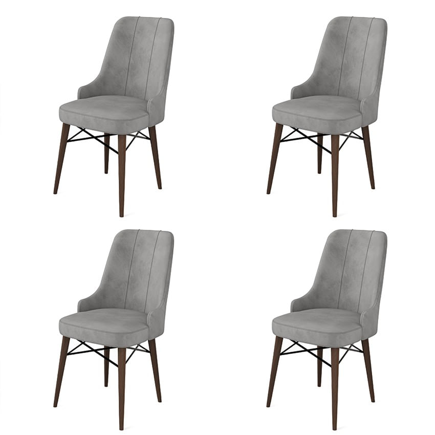 Set scaune, Hanah Home, metal, gri maro, 46x46x94 cm, 4 piese — imaginea 3