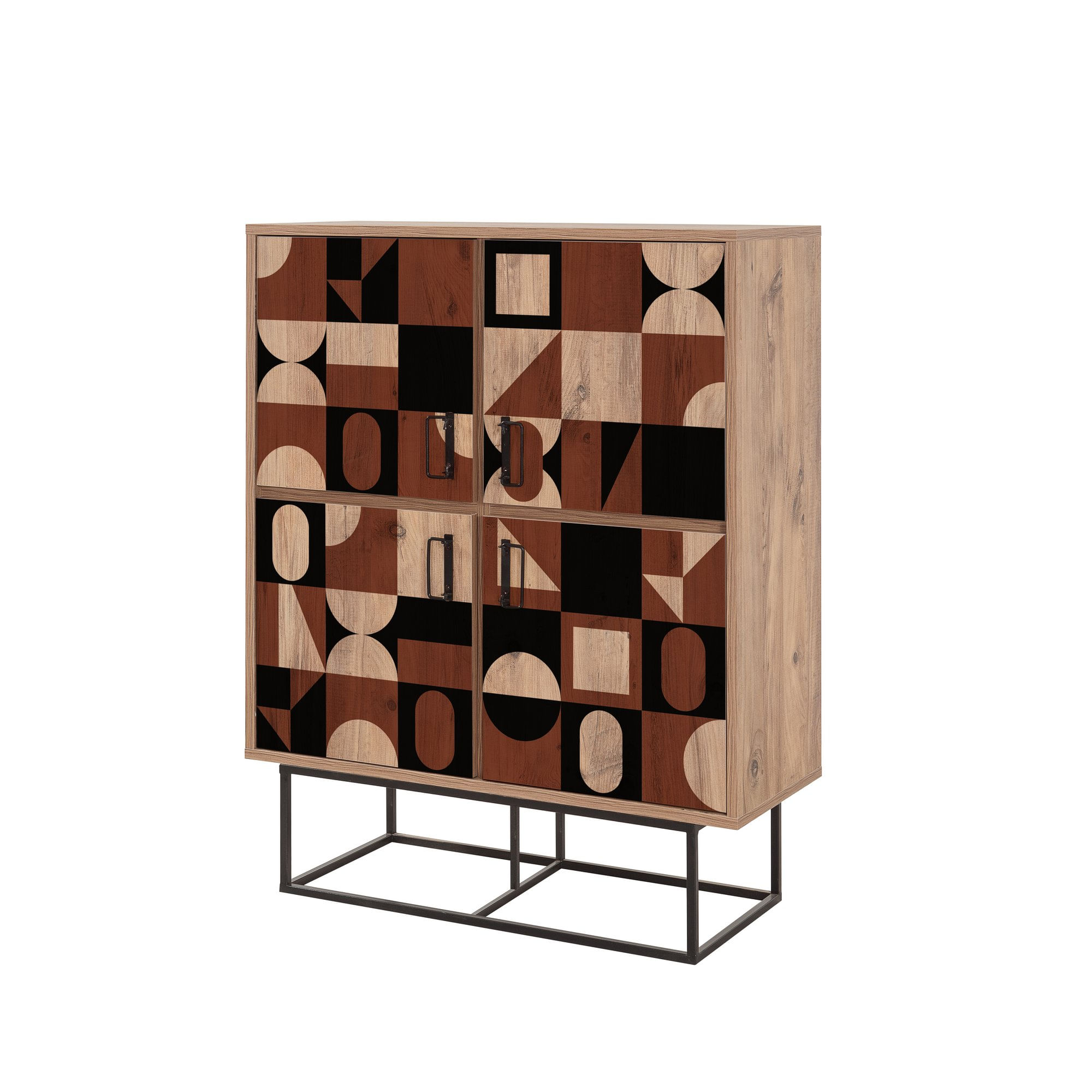 Dulap multifunctional, Hanah Home, pal melaminat, pin atlantic, negru, maro, 93x36x115 cm — imaginea 4