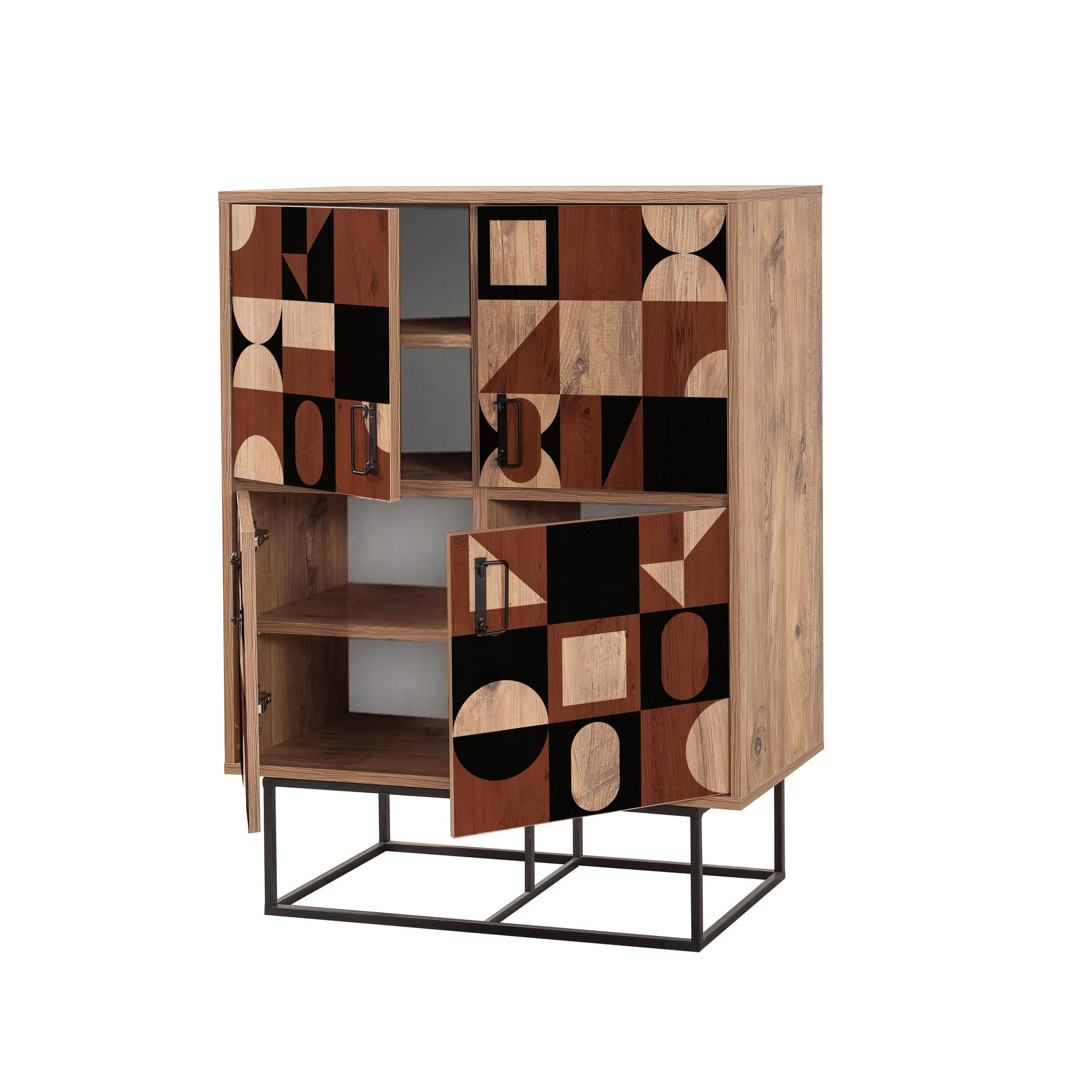 Dulap multifunctional, Hanah Home, pal melaminat, pin atlantic, negru, maro, 93x36x115 cm — imaginea 5