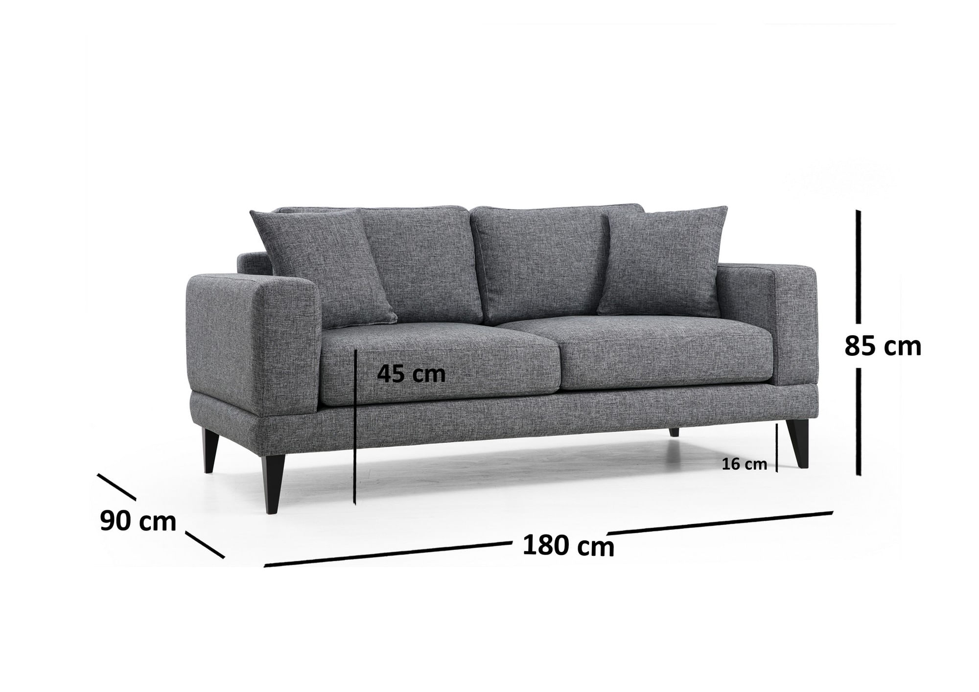 Canapea 2 locuri, Hanah Home, lemn fag si pal, gri inchis, 180x90x85 cm — imaginea 5
