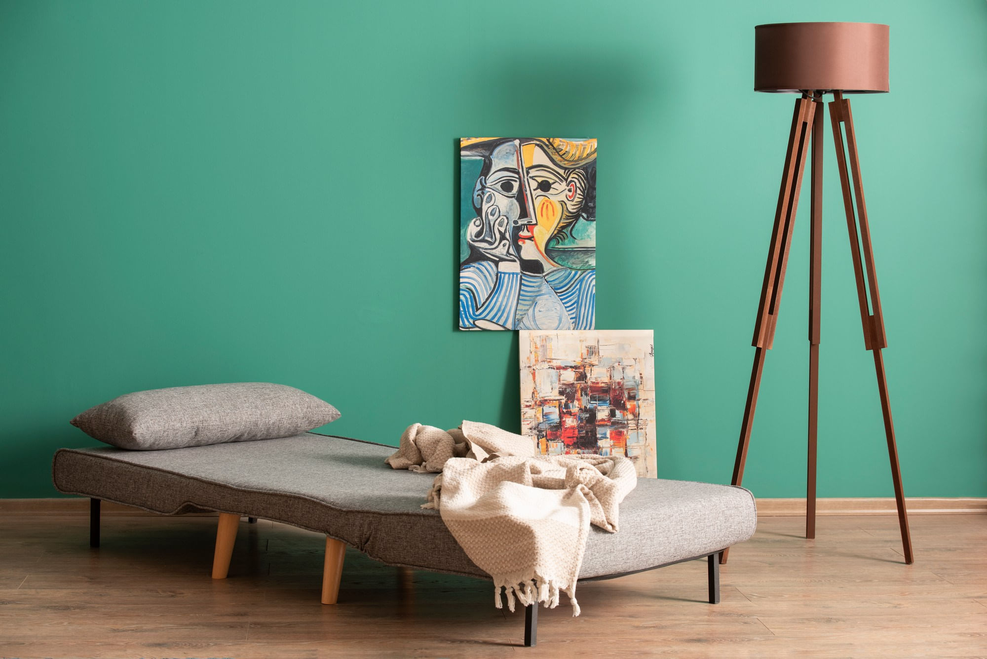 Canapea extensibila, Hanah Home, metal, gri deschis, 180x80 cm — imaginea 2