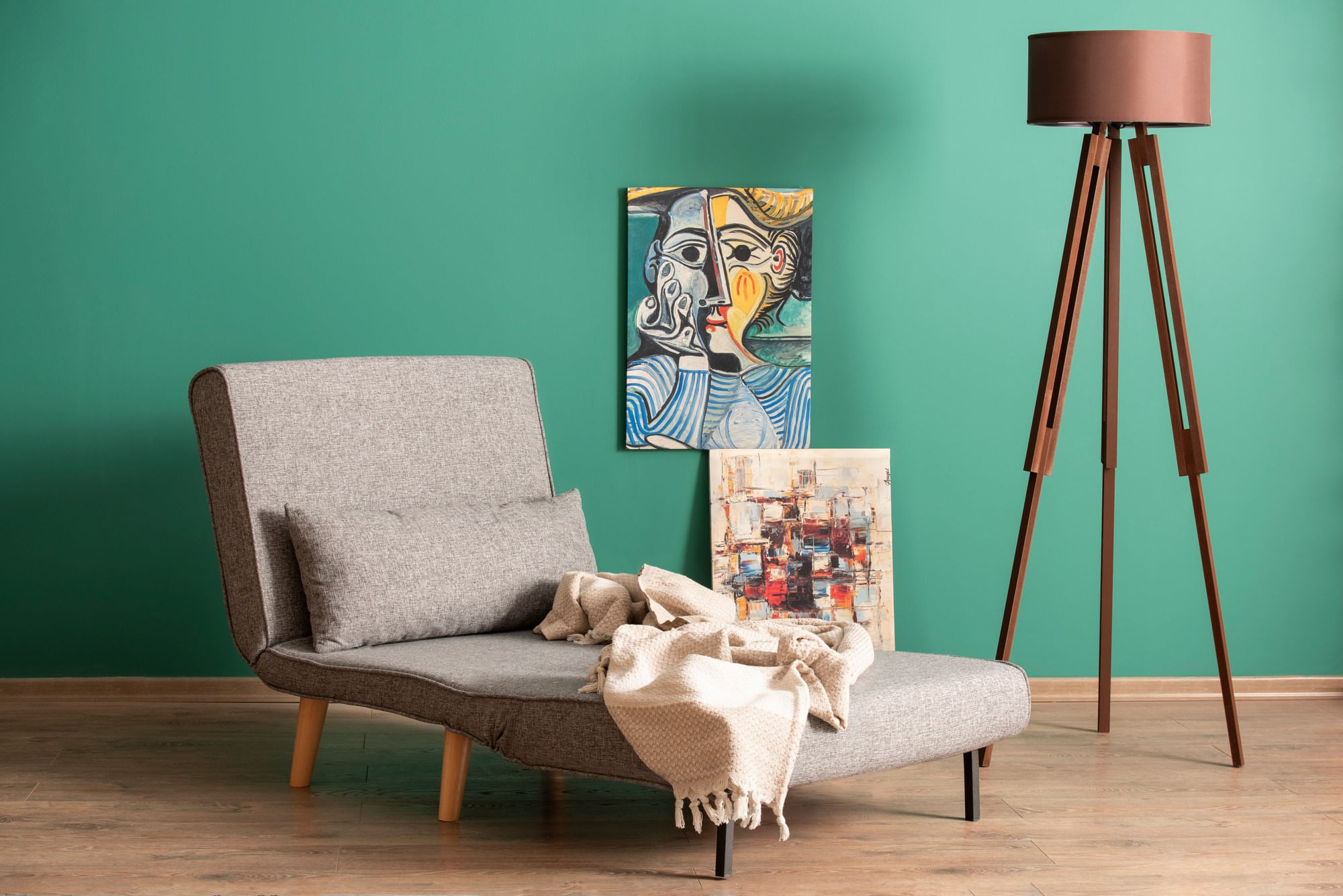Canapea extensibila, Hanah Home, metal, gri deschis, 180x80 cm — imaginea 3