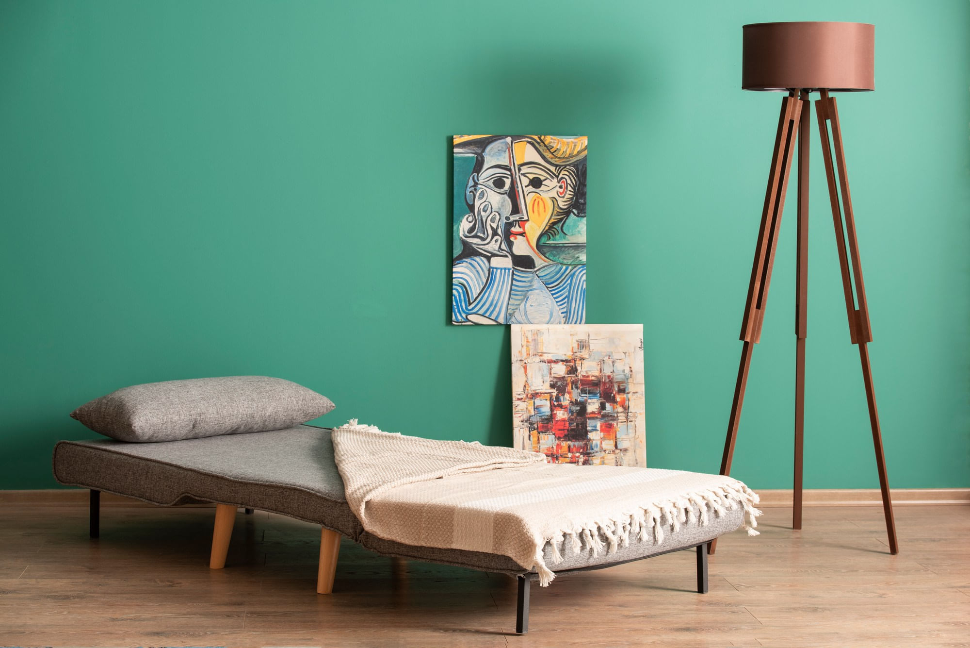 Canapea extensibila, Hanah Home, metal, gri deschis, 180x80 cm — imaginea 4