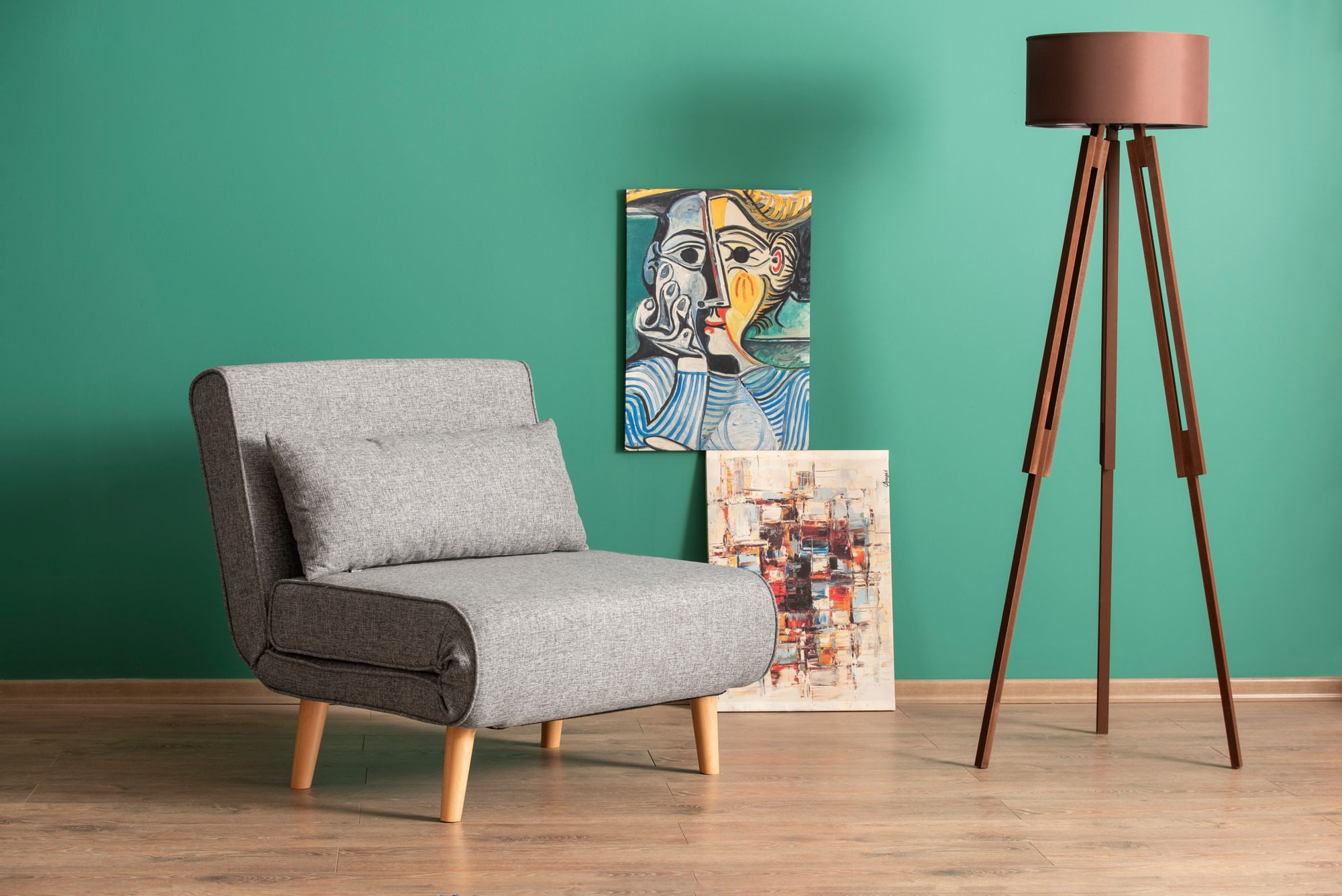 Canapea extensibila, Hanah Home, metal, gri deschis, 180x80 cm — imaginea 6