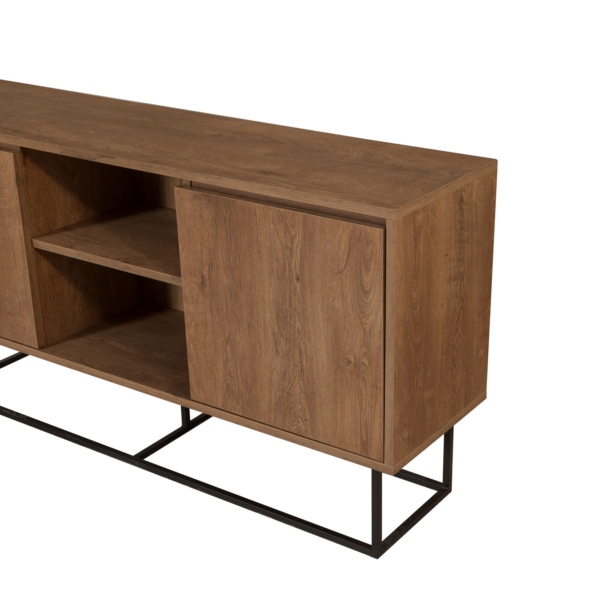 Consola, Hanah Home, pal melaminat, nuc si negru, 140x36x72 cm — imaginea 3