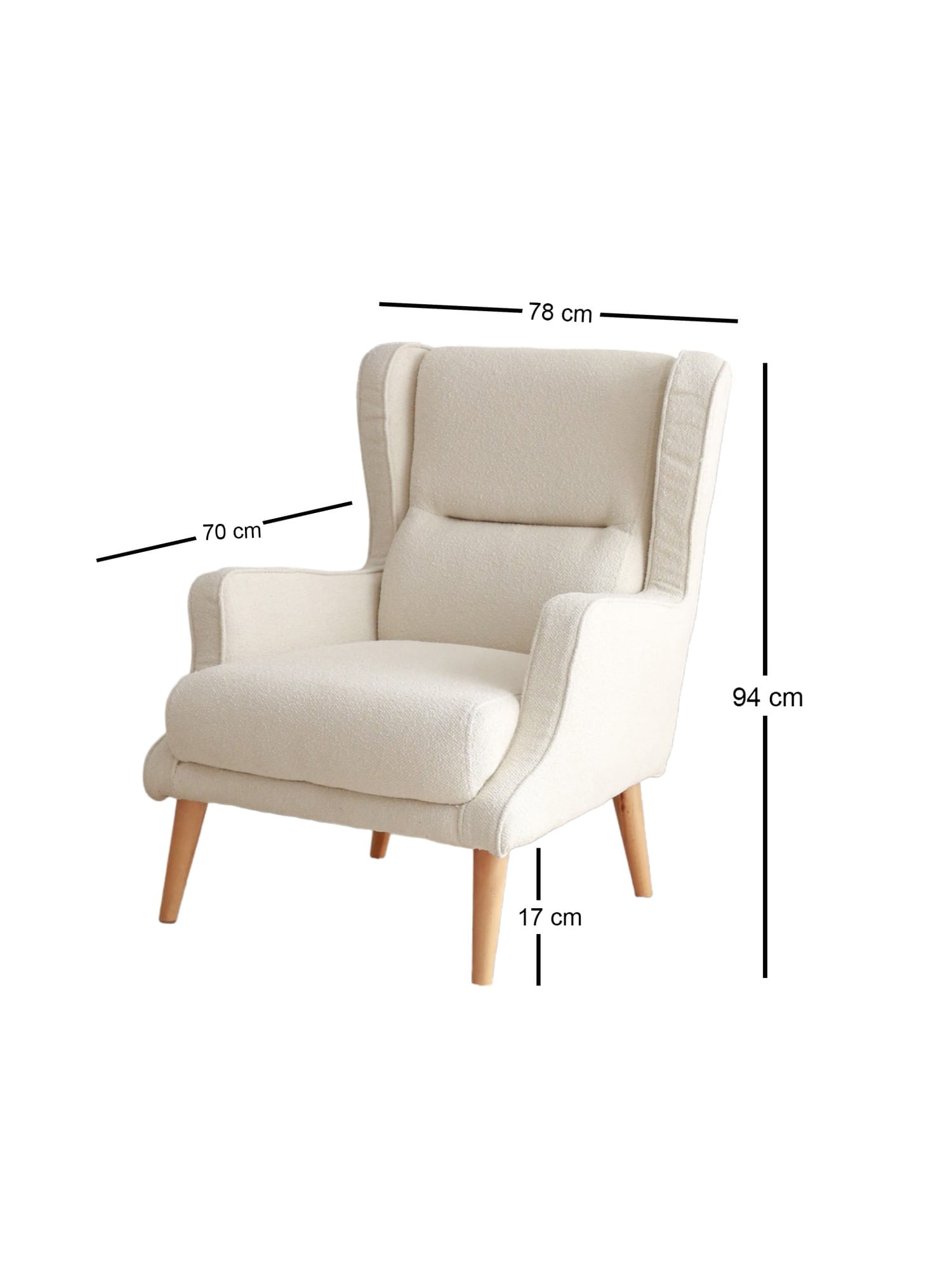 Fotoliu cu aripi, Atelier Del Sofa, teddy, crem, 70x78x94 cm