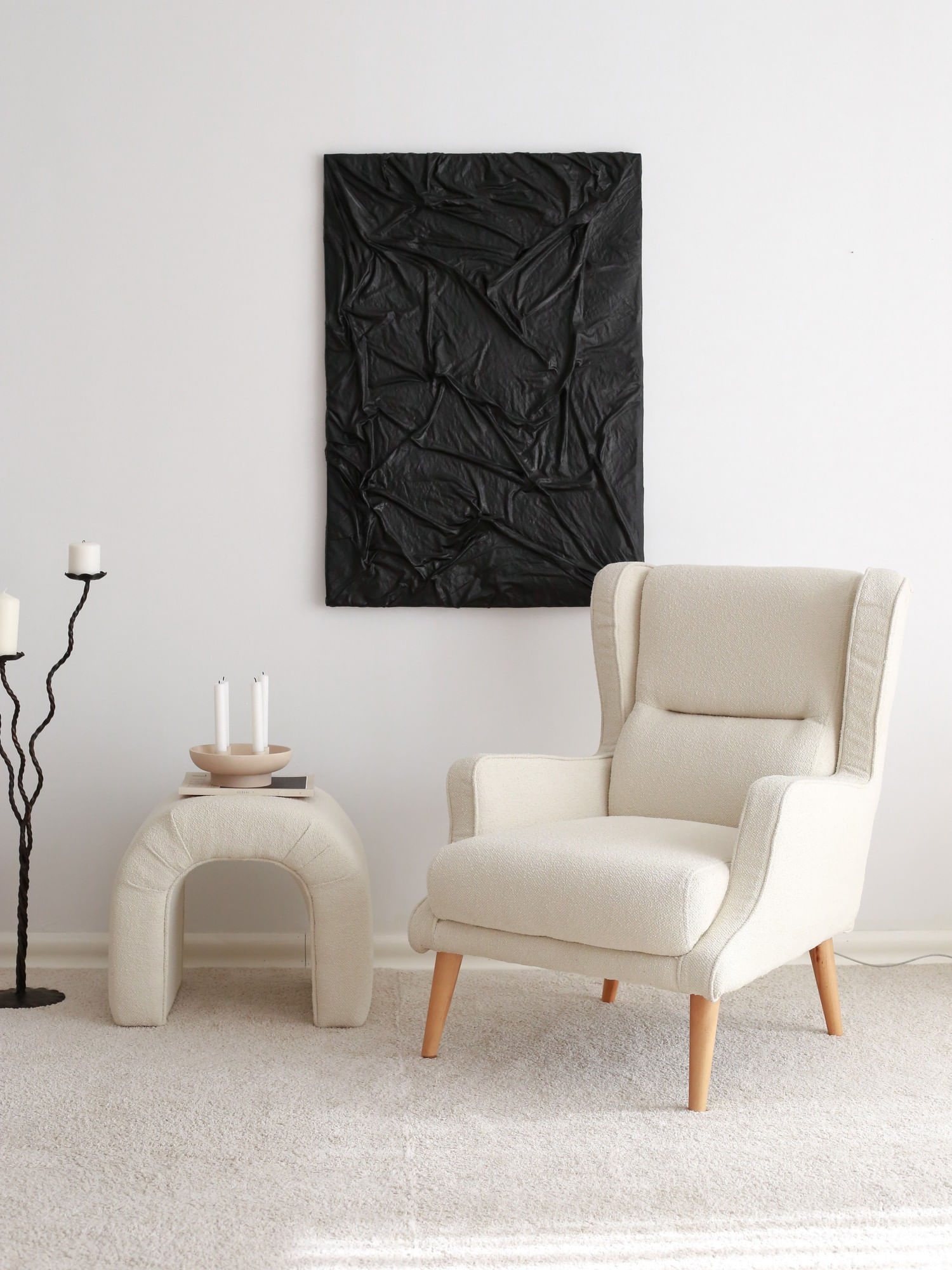 Fotoliu cu aripi, Atelier Del Sofa, teddy, crem, 70x78x94 cm — imaginea 4