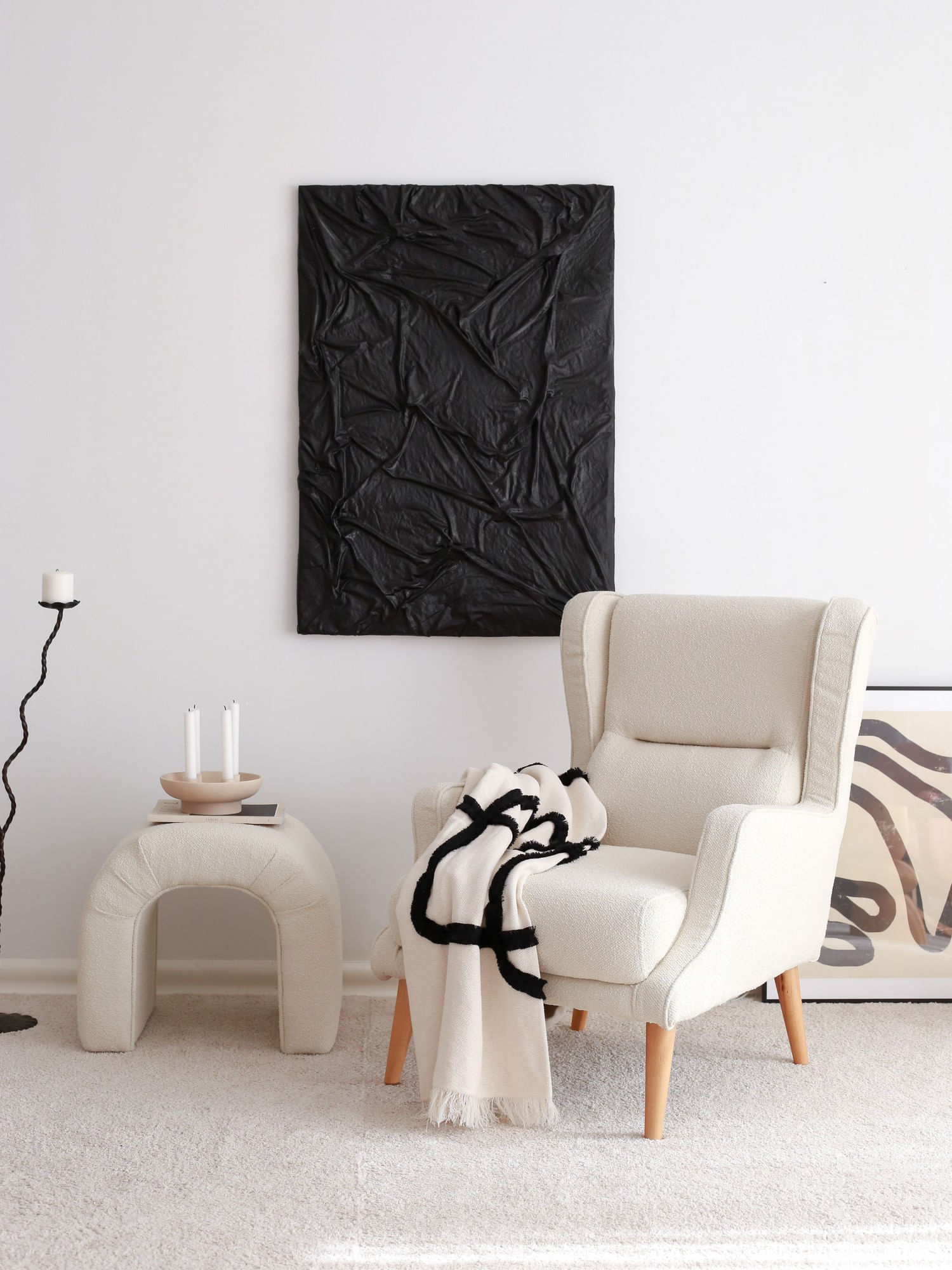 Fotoliu cu aripi, Atelier Del Sofa, teddy, crem, 70x78x94 cm — imaginea 7