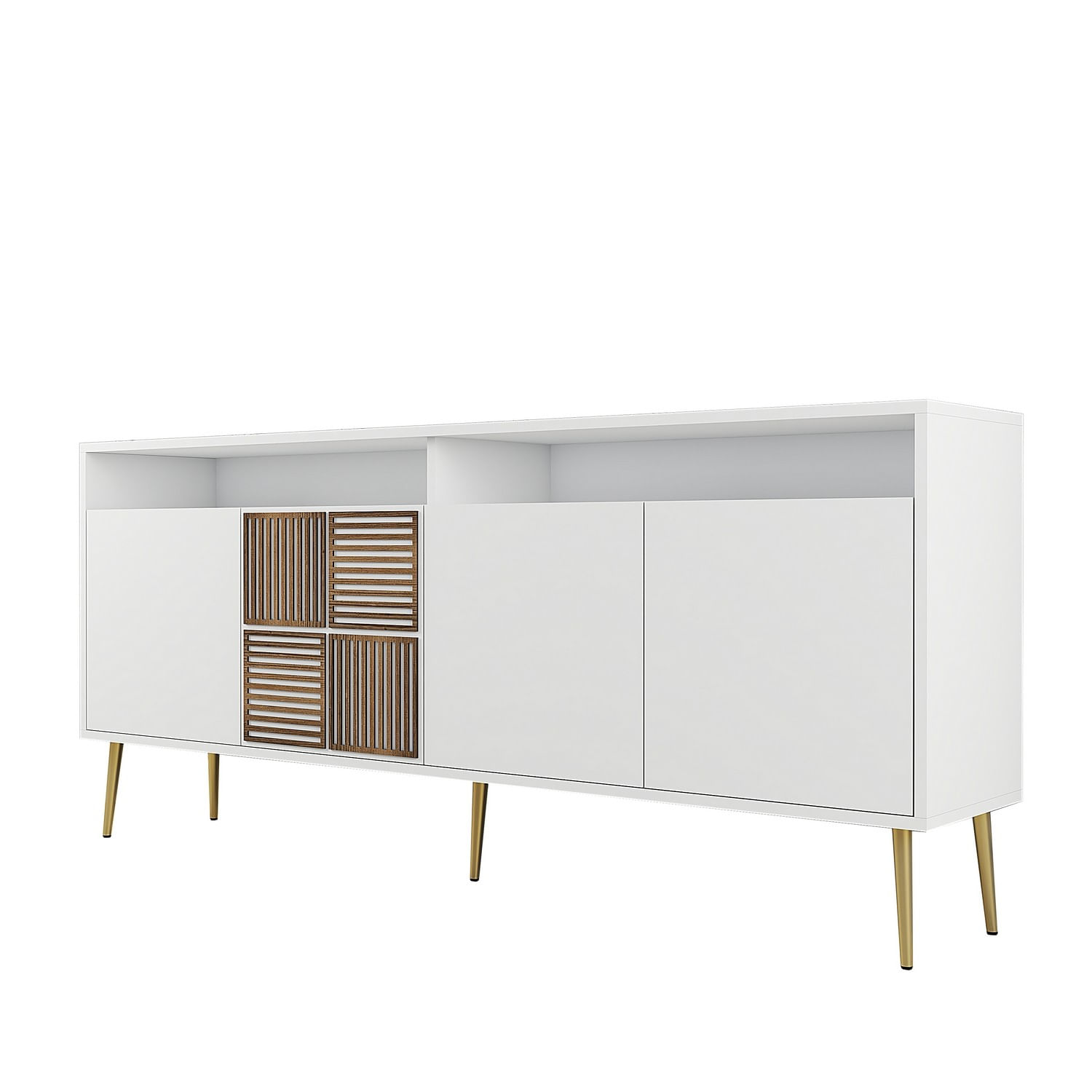 Consola, Hanah Home, panou aglomerat cu melamina, alb auriu, 180x35x77 cm — imaginea 2