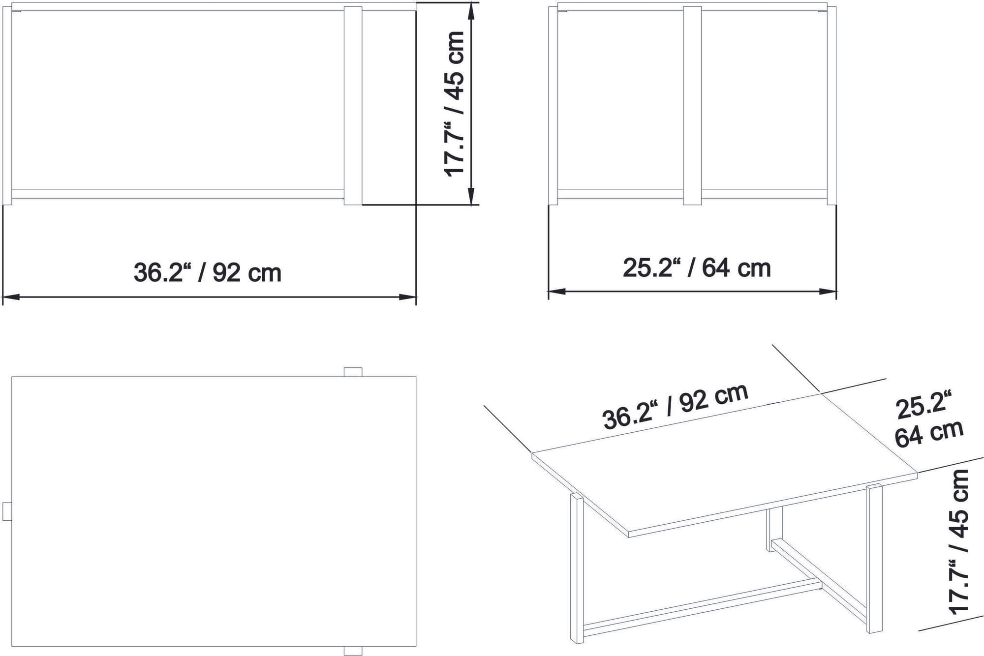 Masuta de cafea, Hanah Home, pal melaminat, nuc si negru, 92x64x45 cm — imaginea 3