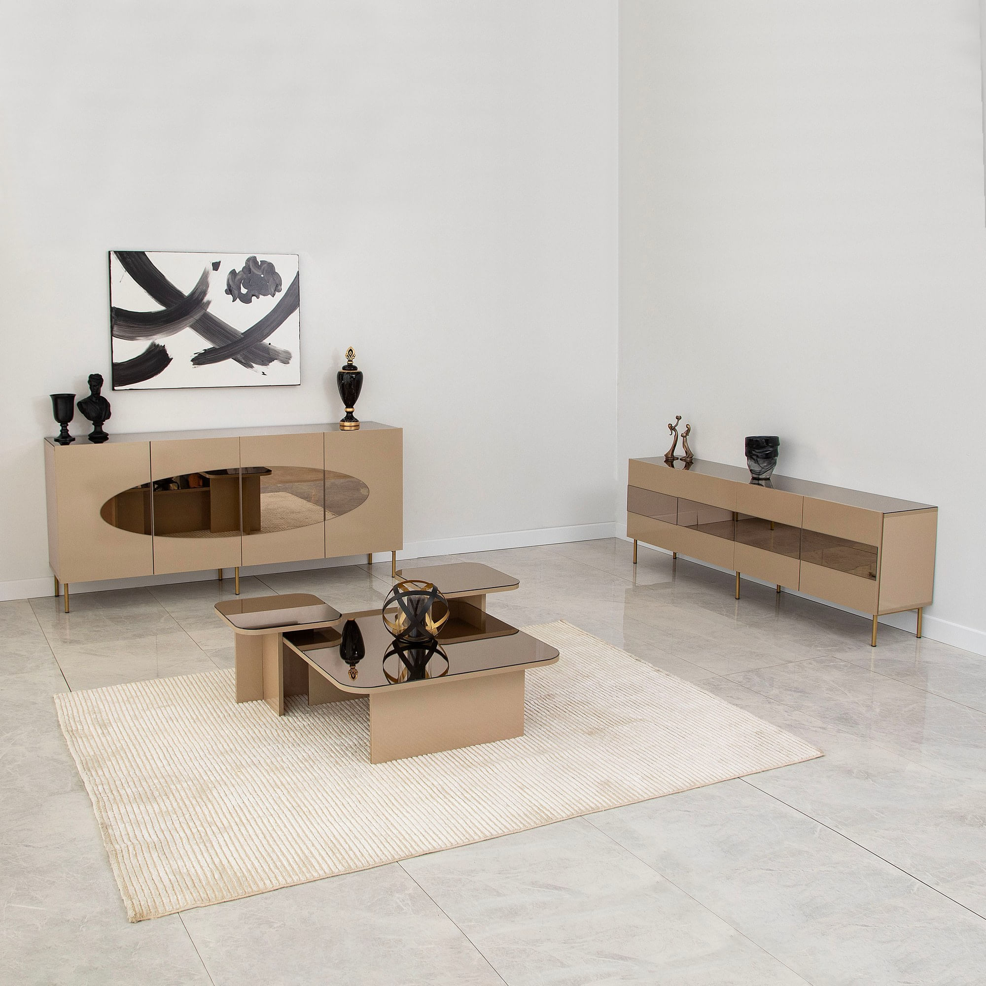 Consola, Hanah Home, mdf, bronz si auriu, 180x40x80 cm, 552NOS1814 — imaginea 4