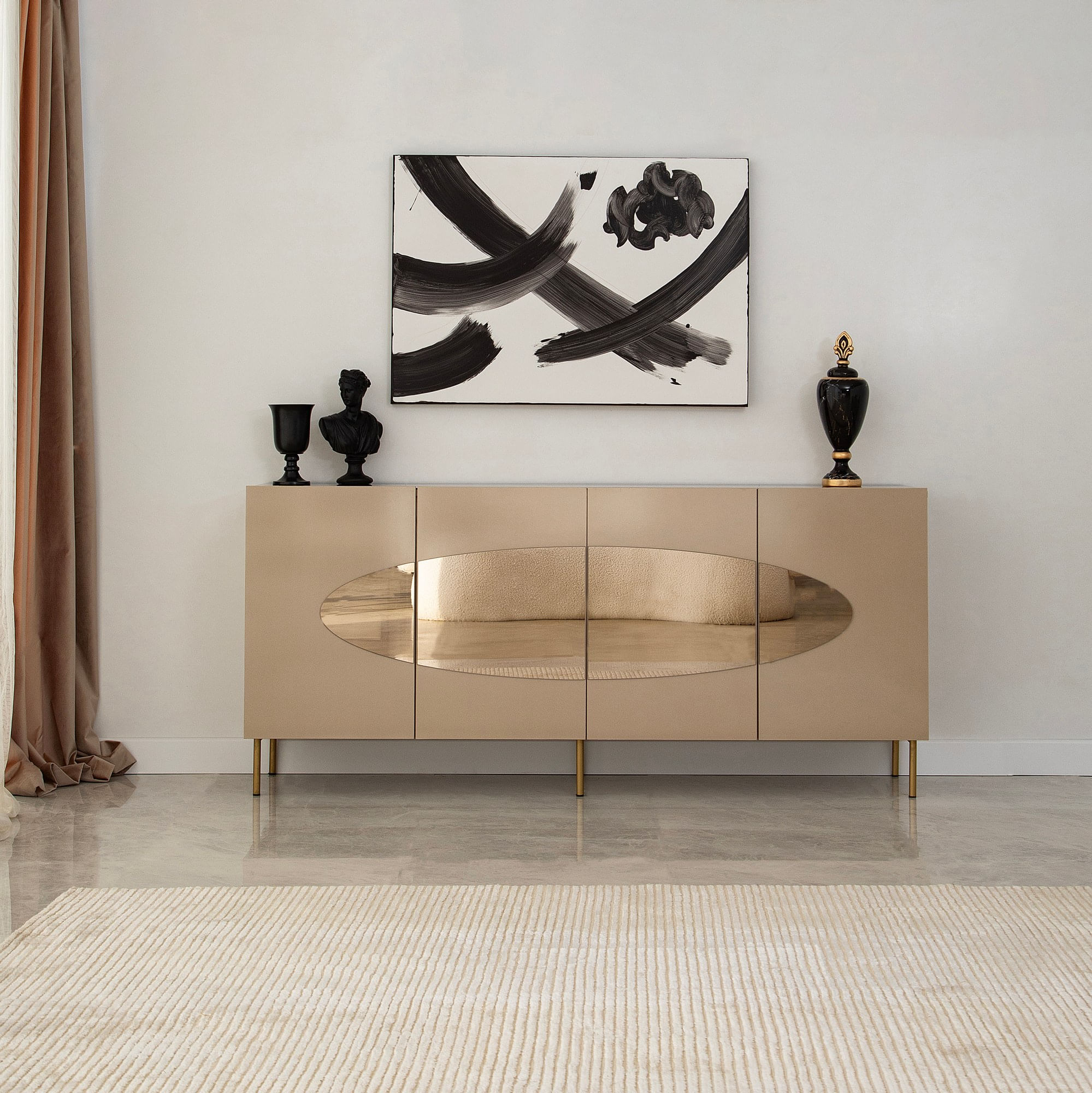 Consola, Hanah Home, mdf, bronz si auriu, 180x40x80 cm, 552NOS1814 — imaginea 5