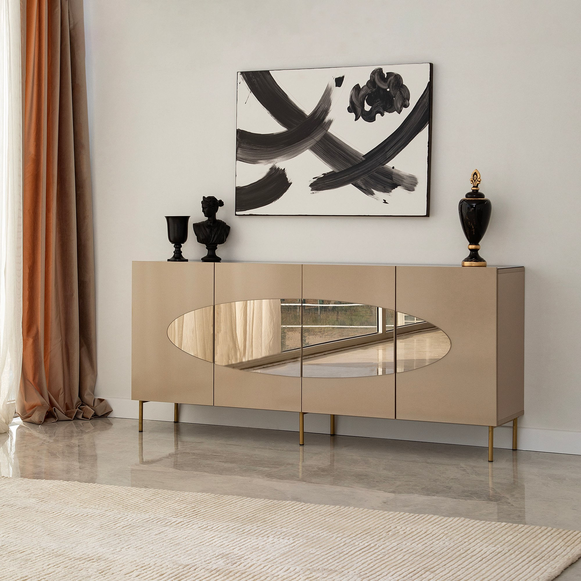 Consola, Hanah Home, mdf, bronz si auriu, 180x40x80 cm, 552NOS1814 — imaginea 6