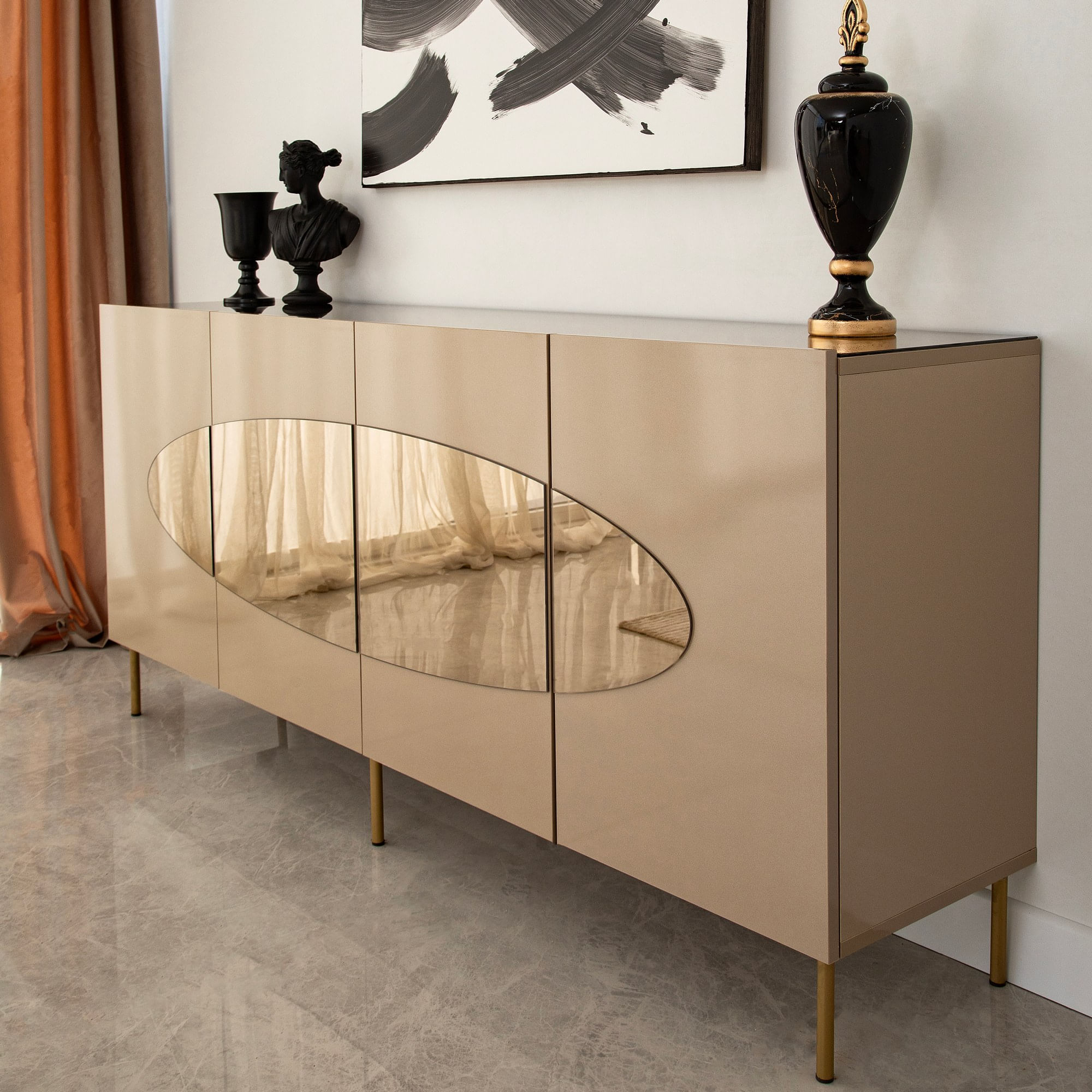Consola, Hanah Home, mdf, bronz si auriu, 180x40x80 cm, 552NOS1814 — imaginea 7