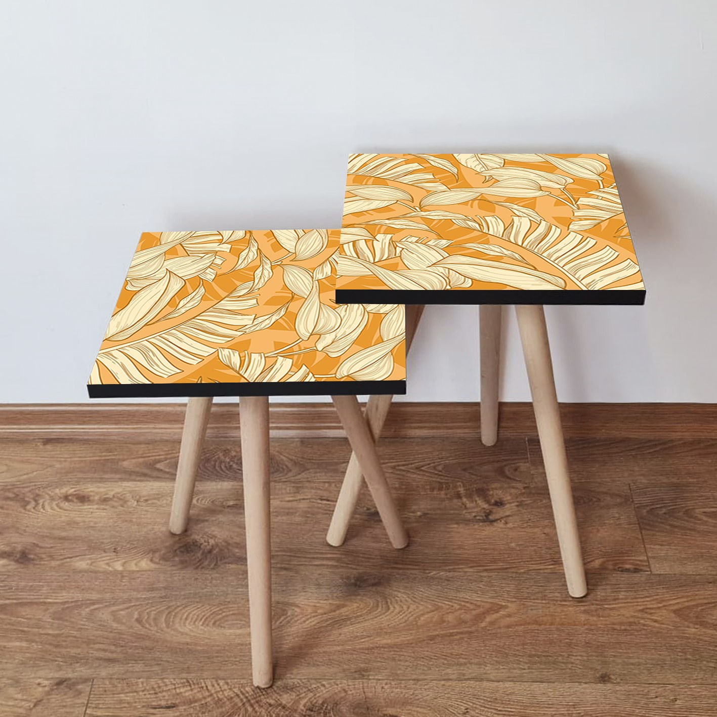 Set masute de cafea, Hanah Home, mdf, portocaliu crem, 35x35x47 cm