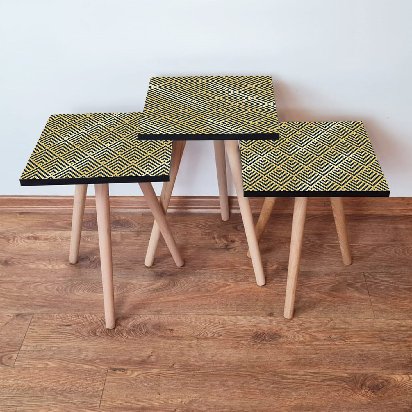 Set masute de cafea, Hanah Home, mdf, antracit auriu, 3 piese