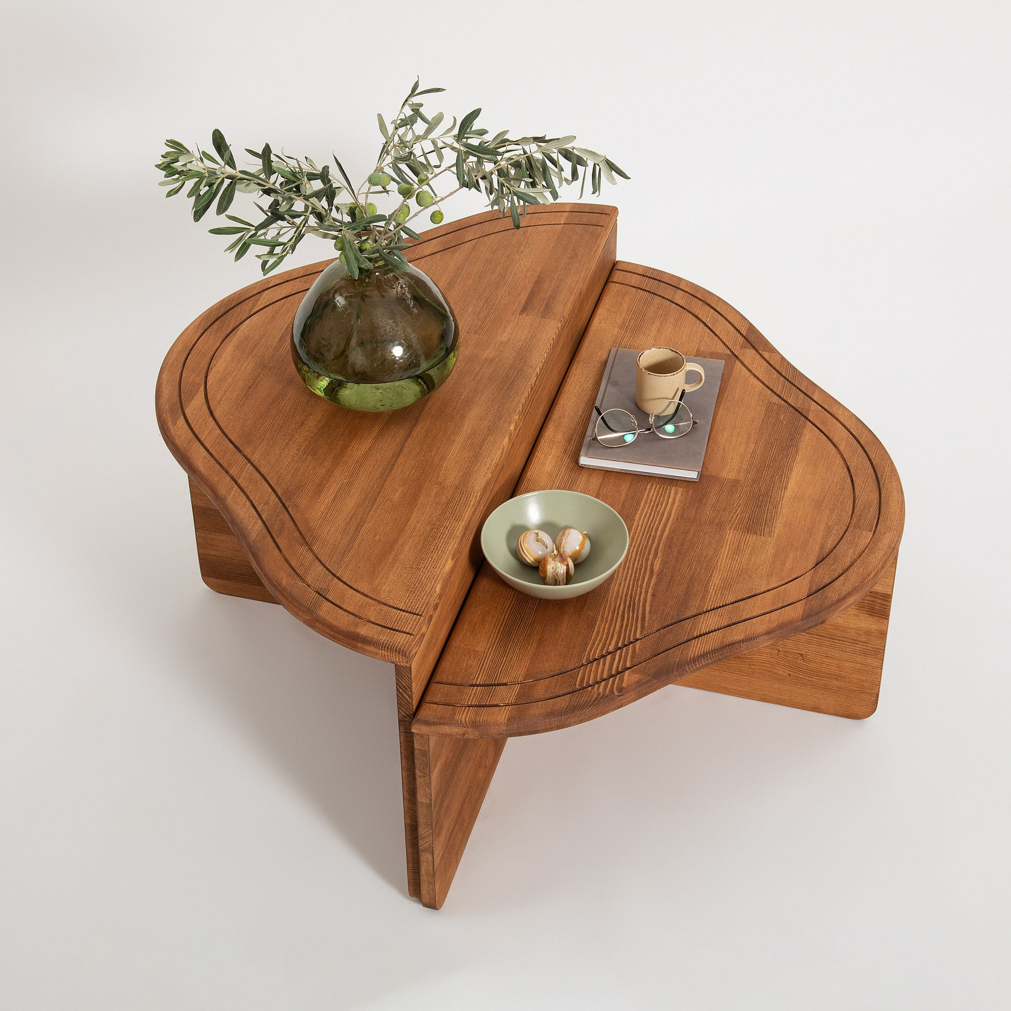 Masuta de cafea, Hanah Home, lemn masiv, castan, 90x45x40 cm — imaginea 2