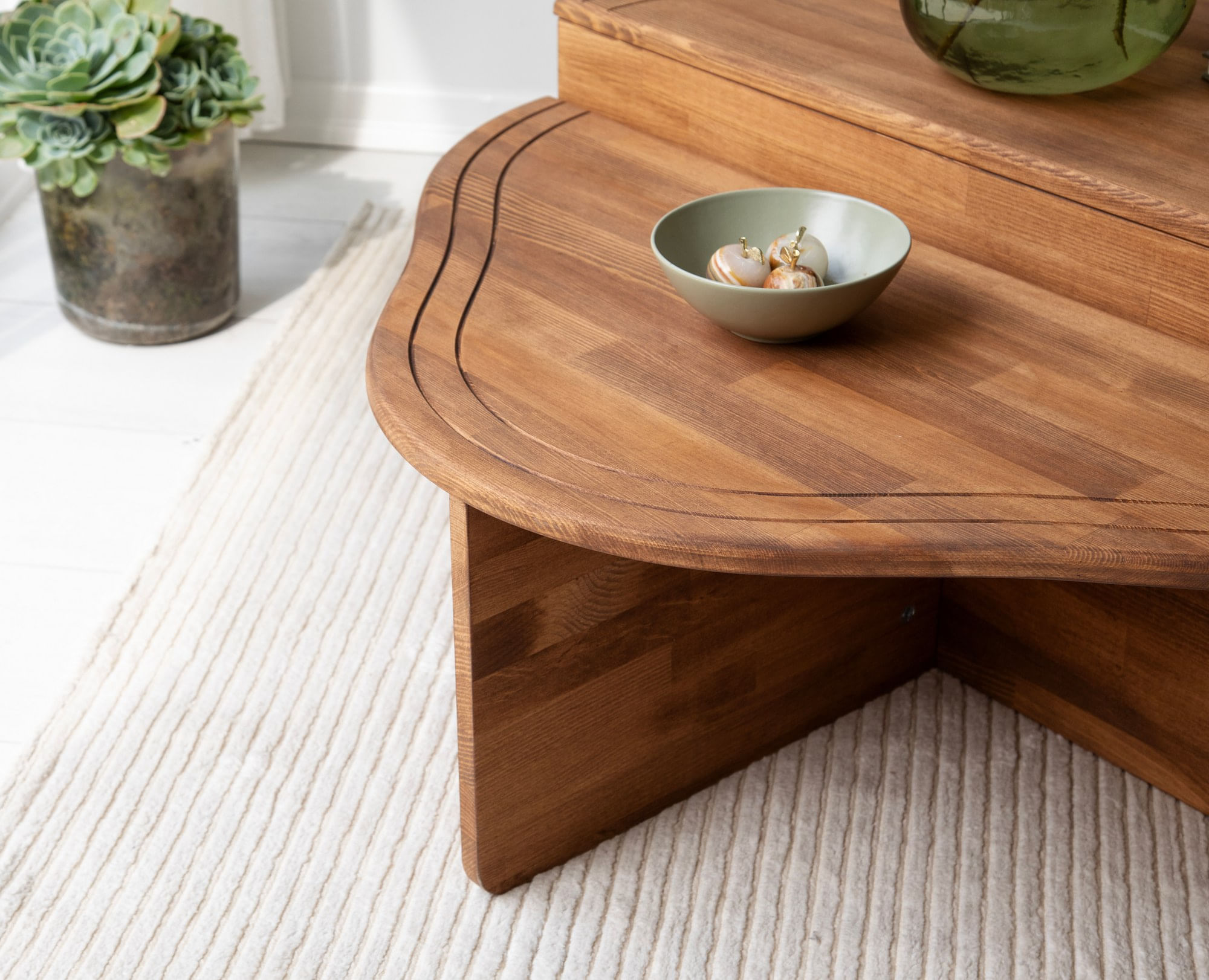 Masuta de cafea, Hanah Home, lemn masiv, castan, 90x45x40 cm — imaginea 3