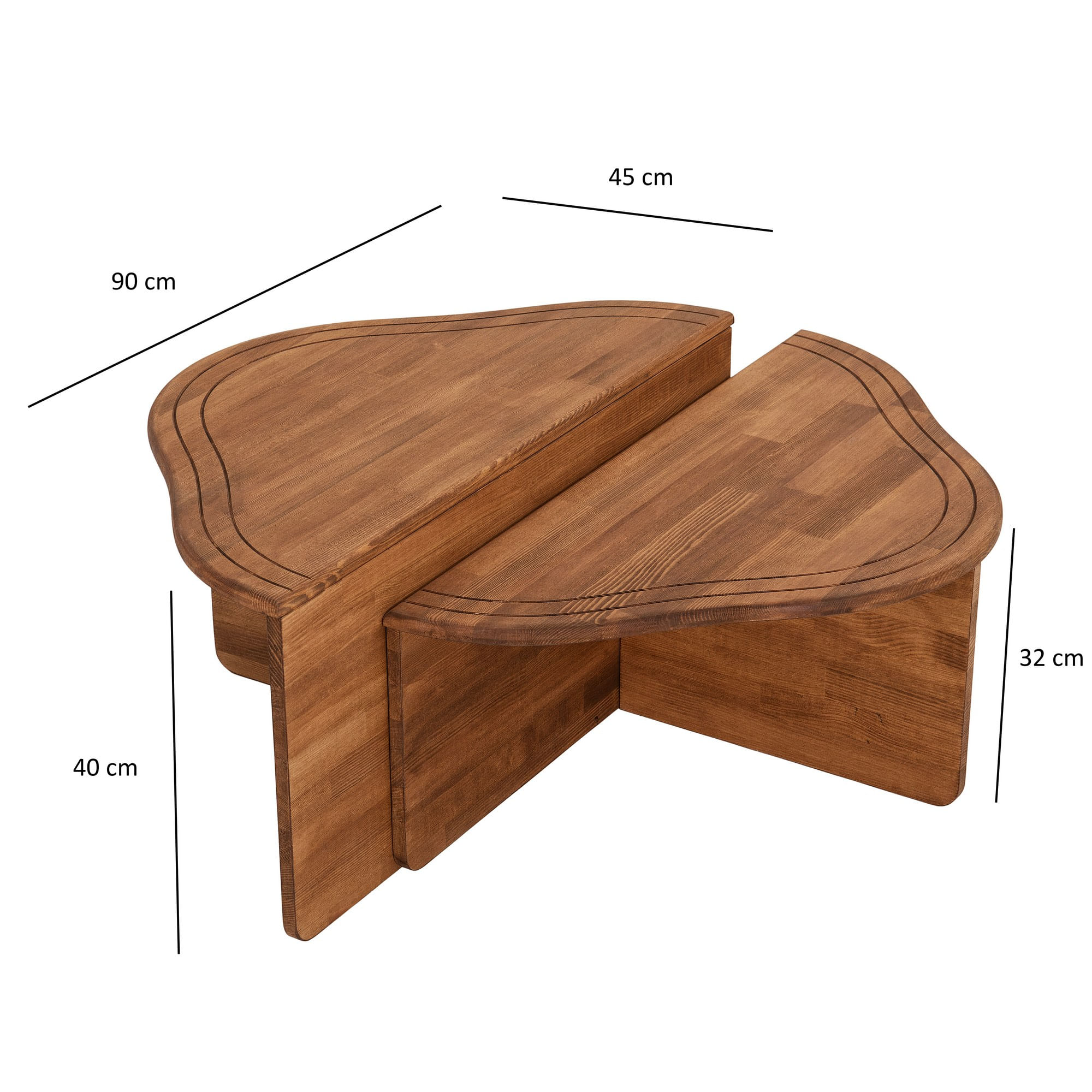 Masuta de cafea, Hanah Home, lemn masiv, castan, 90x45x40 cm — imaginea 4