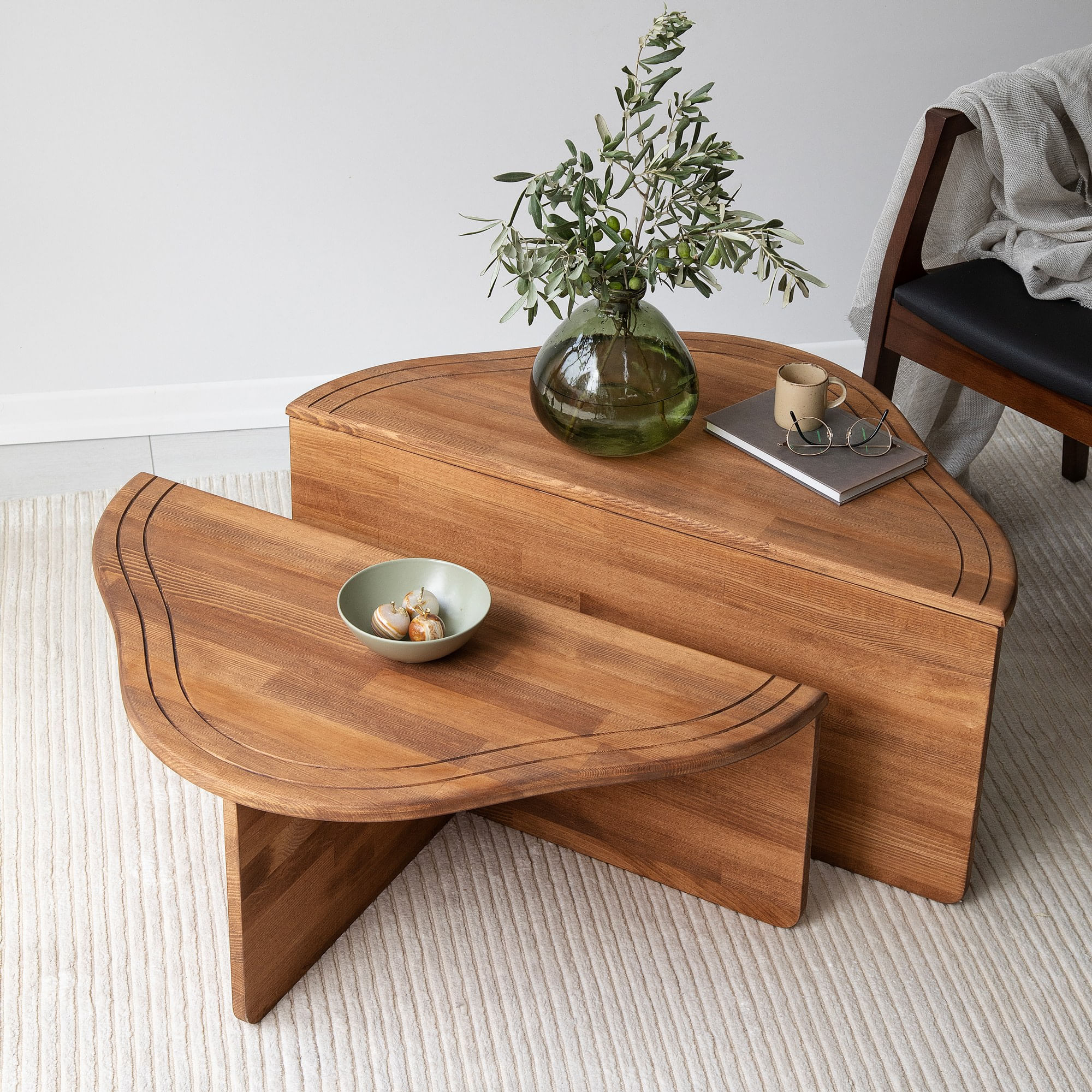 Masuta de cafea, Hanah Home, lemn masiv, castan, 90x45x40 cm — imaginea 6
