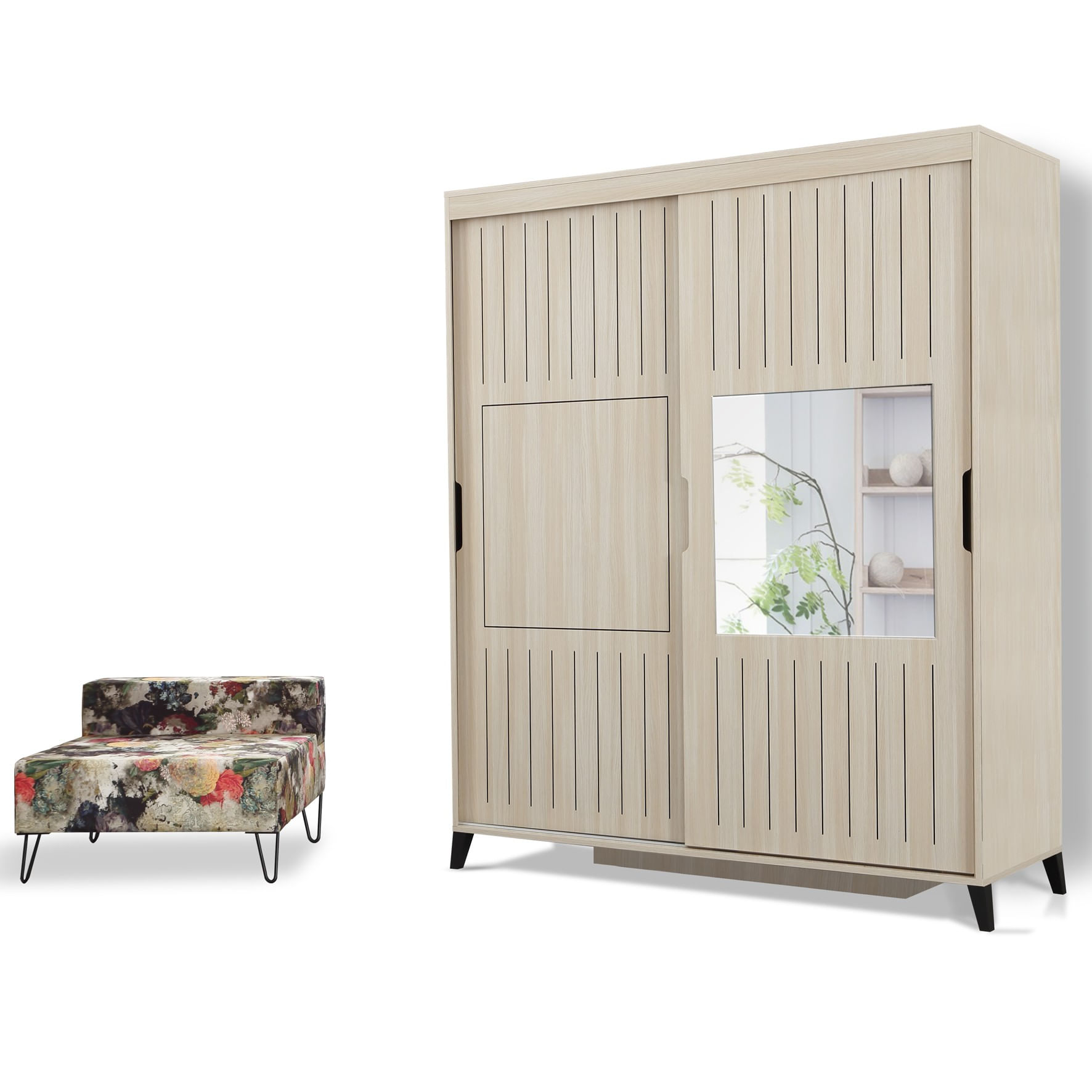 Sifonier, Hanah Home, pal melaminat, stejar, 170x216x60 cm — imaginea 6