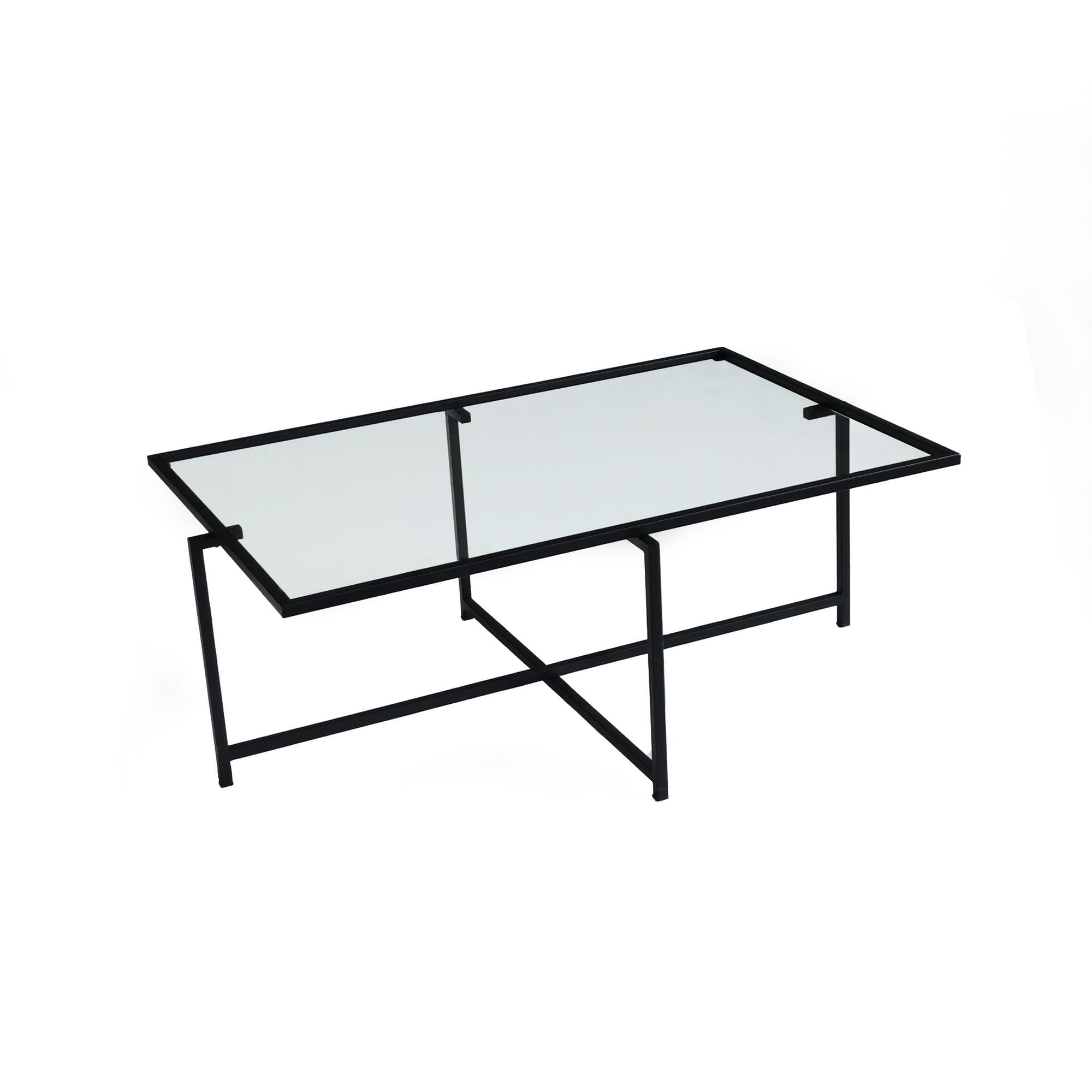 Masuta de cafea, Hanah Home, sticla securizata, picioare metalice, negru, 94x64x35 cm — imaginea 8