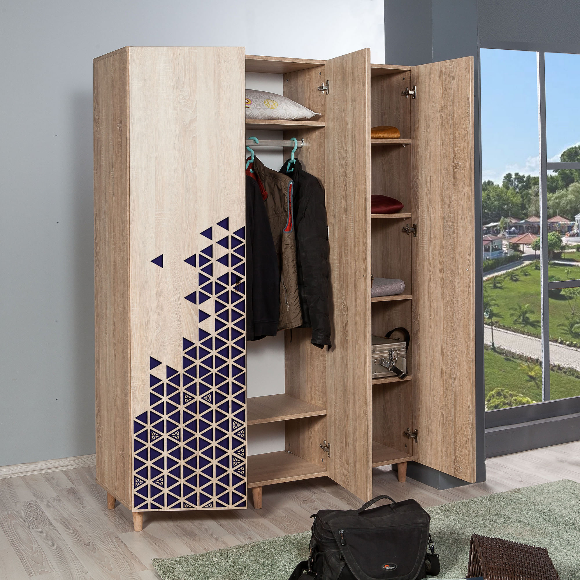 Sifonier, Hanah Home, pal melaminat, stejar sonoma, 135x52x192 cm, 863SPH4211 — imaginea 4