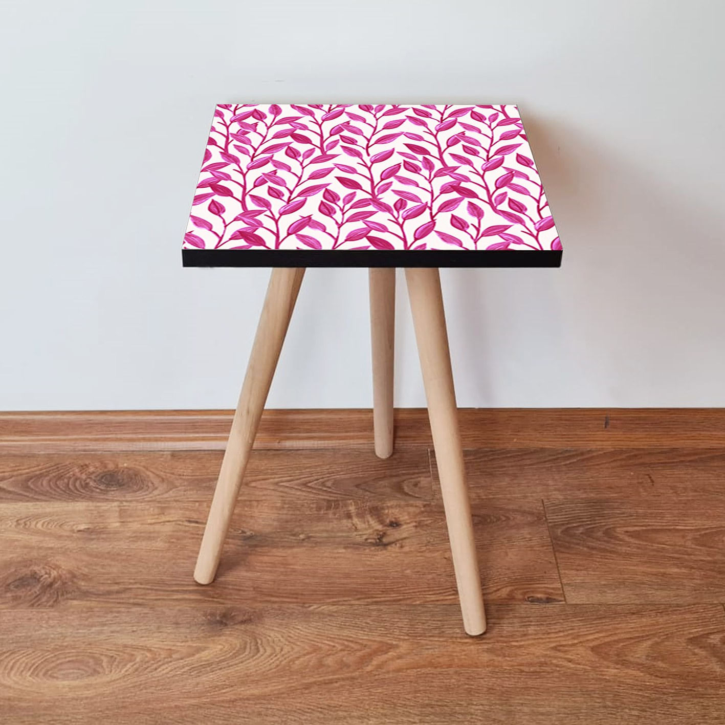 Masa laterala, Hanah Home, mdf, fucsia si alb, 35x35x42 cm