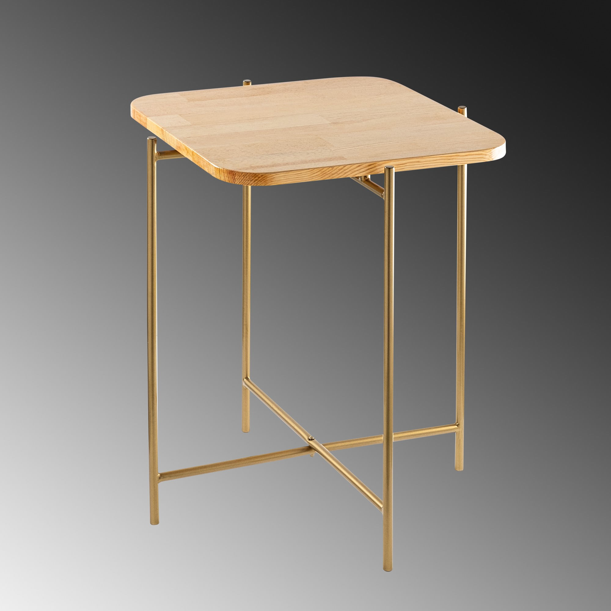 Masuta de cafea, Hanah Home, lemn, auriu si natural, 46x46x56 cm — imaginea 2