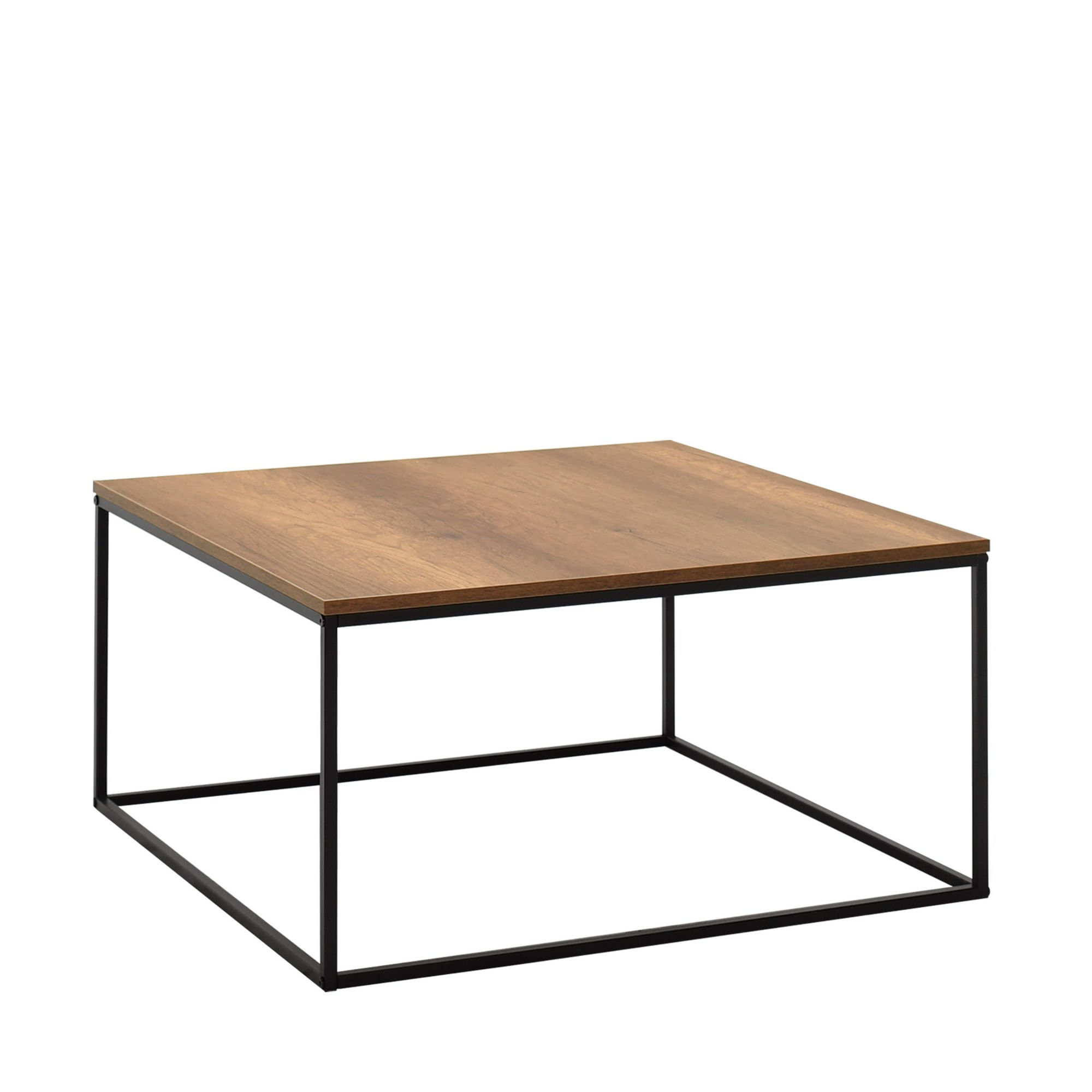 Masuta de cafea, Hanah Home, panou de particule cu melamina, nuc, cadru metalic, 80x80x42 cm — imaginea 3