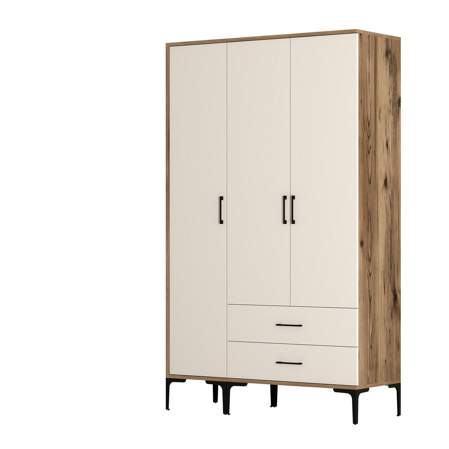 Sifonier, Hanah Home, pal melaminat, nuc si crem, 120x47.5x201.4 cm, 845HCT5461 — imaginea 4