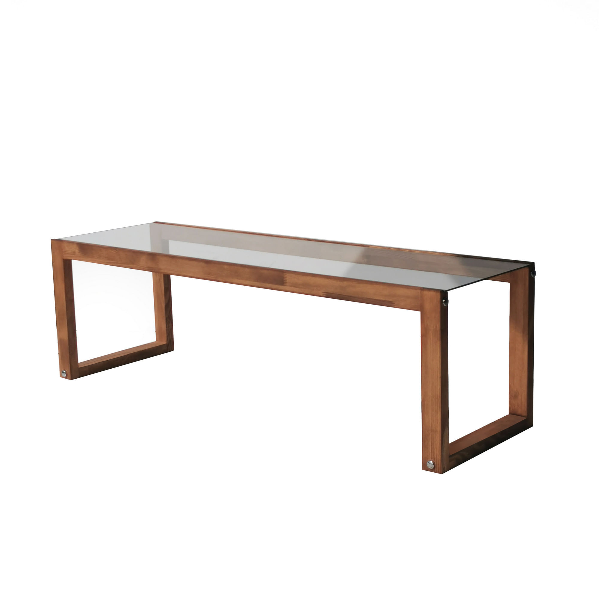 Comoda tv, Hanah Home, lemn masiv de pin, sticla securizata, culoare lemn, 130x40x40 cm — imaginea 2
