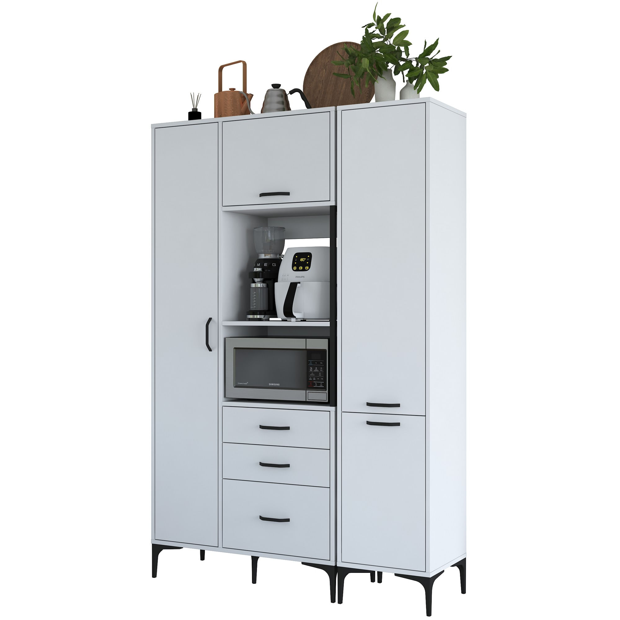 Dulap multifunctional, Hanah Home, pal melaminat, alb, 130x40x198.6 cm — imaginea 4