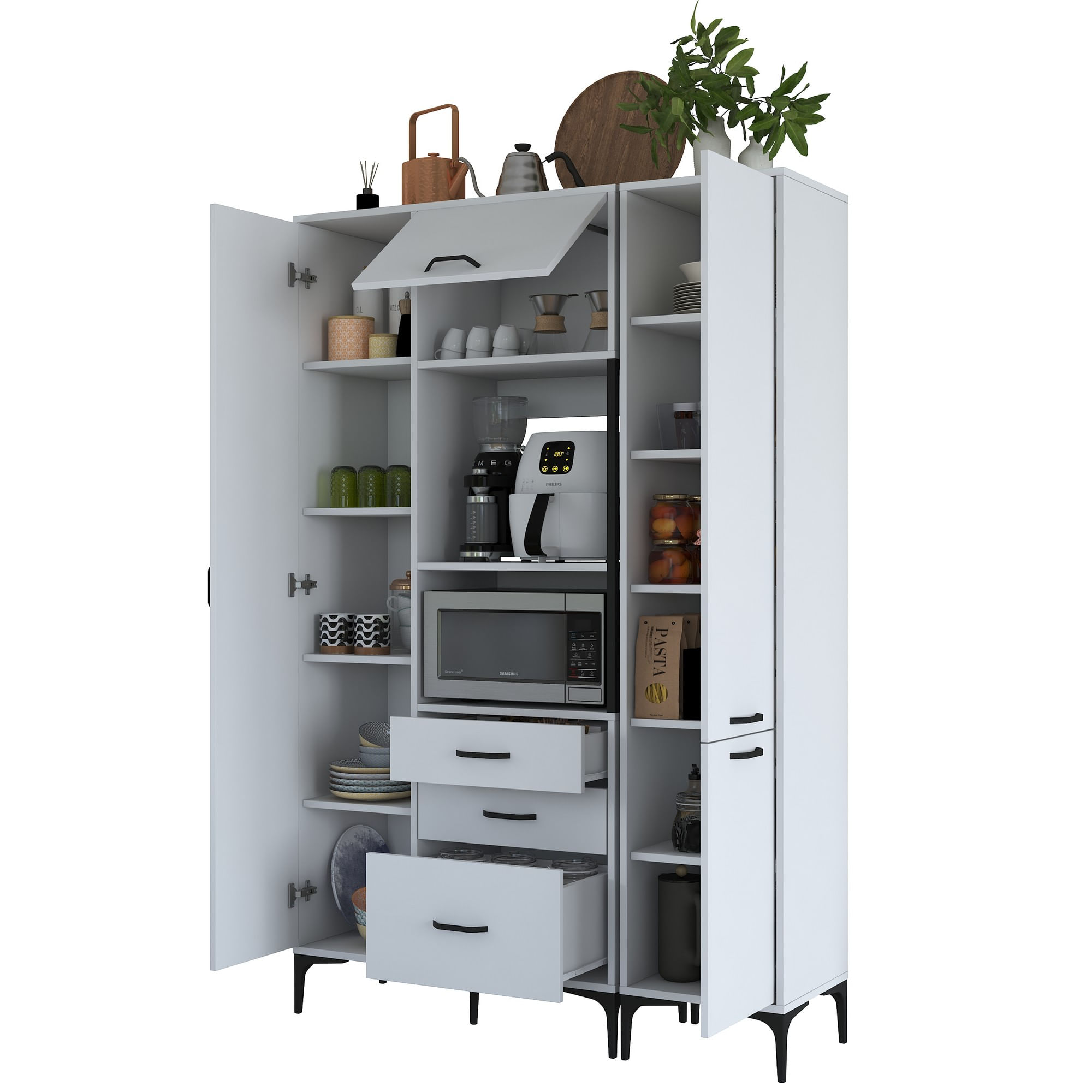 Dulap multifunctional, Hanah Home, pal melaminat, alb, 130x40x198.6 cm — imaginea 5