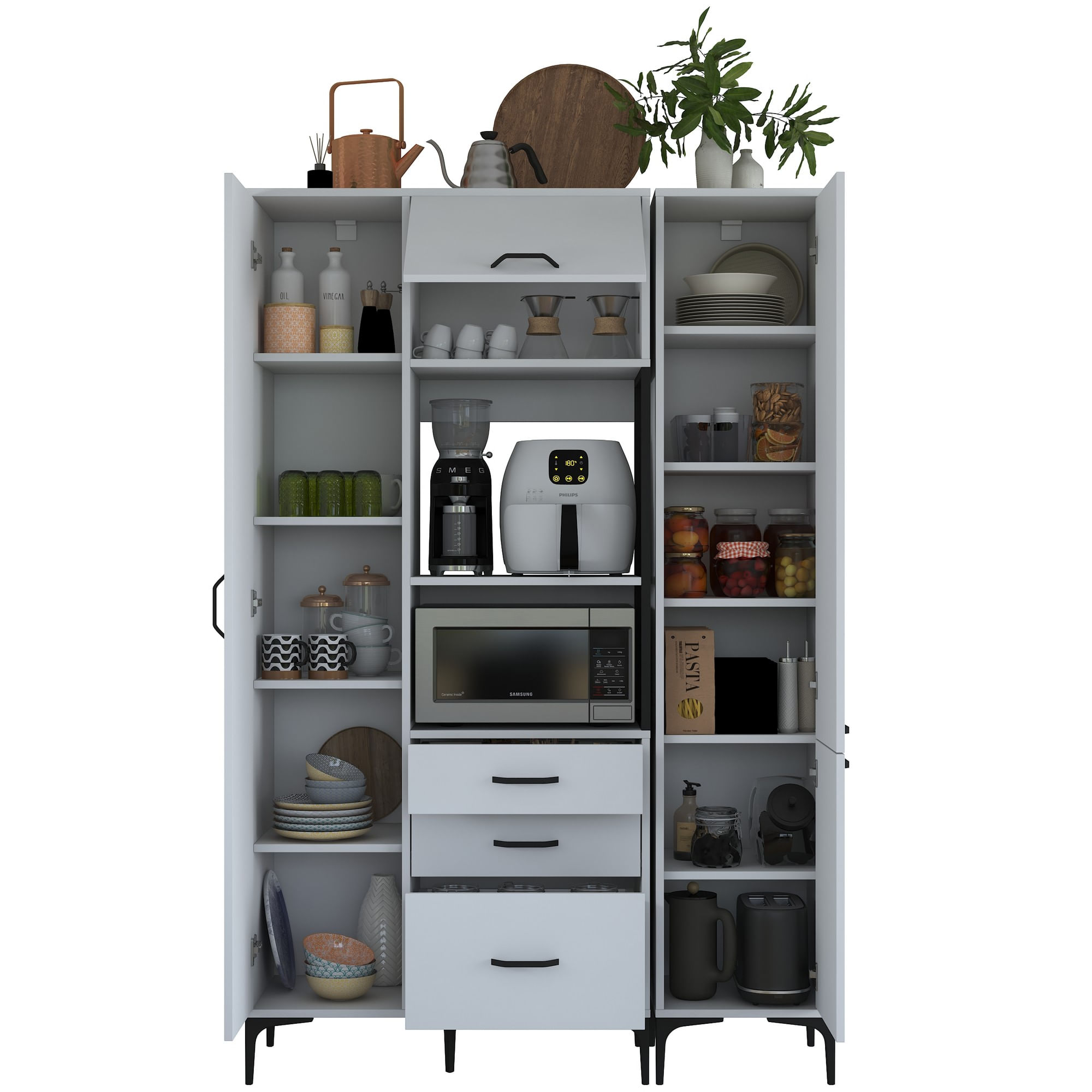 Dulap multifunctional, Hanah Home, pal melaminat, alb, 130x40x198.6 cm — imaginea 9