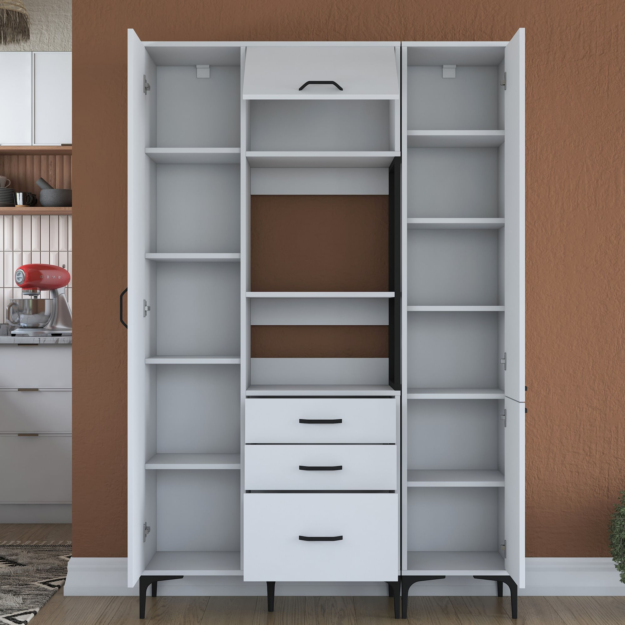 Dulap multifunctional, Hanah Home, pal melaminat, alb, 130x40x198.6 cm — imaginea 13