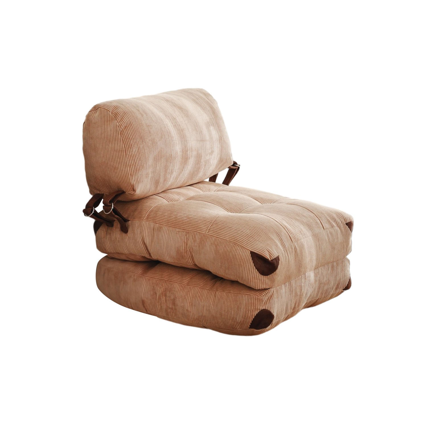 Canapea extensibila 1 loc, Hanah Home, catifea, camel, 80x70x60 cm — imaginea 3