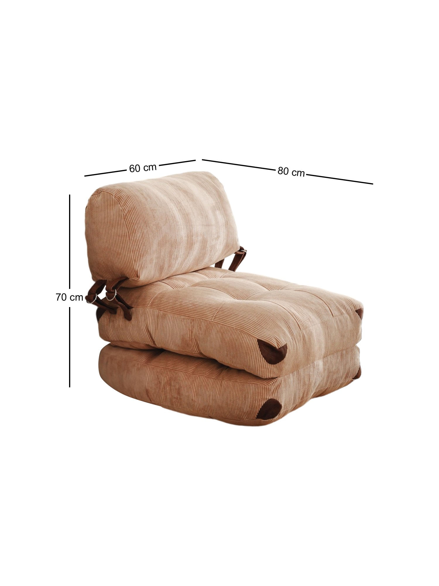 Canapea extensibila 1 loc, Hanah Home, catifea, camel, 80x70x60 cm — imaginea 4