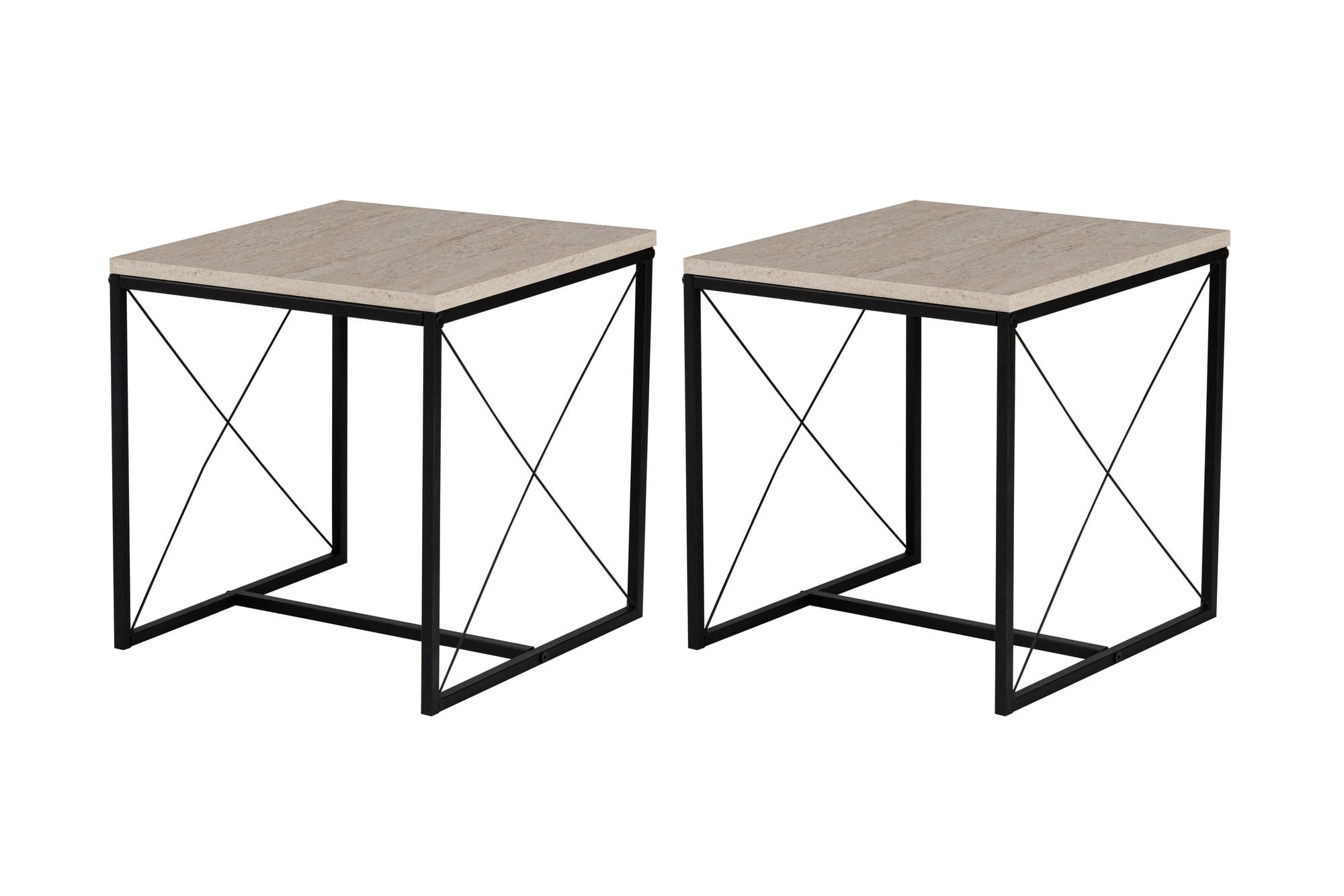 Set masute de cafea, Hanah Home, pal melaminat, negru travertin, 100x50x52 cm + 45x45x52 cm — imaginea 4