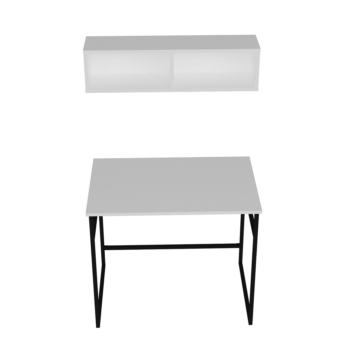 Birou de studiu, Hanah Home, pal melaminat, alb negru, 90x60x75 cm — imaginea 4