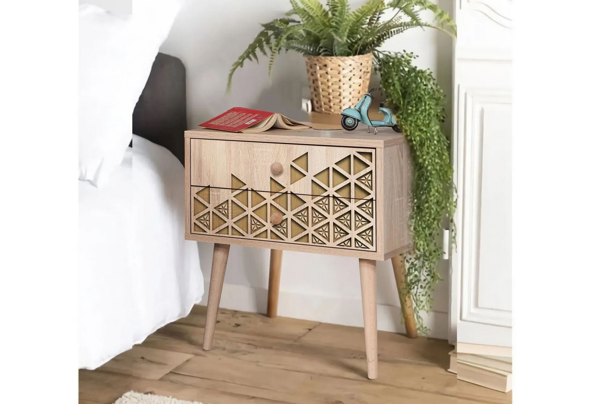 Noptiera, Hanah Home, pal melaminat, stejar sonoma, 60x40x61 cm, 863SPH3502 — imaginea 4