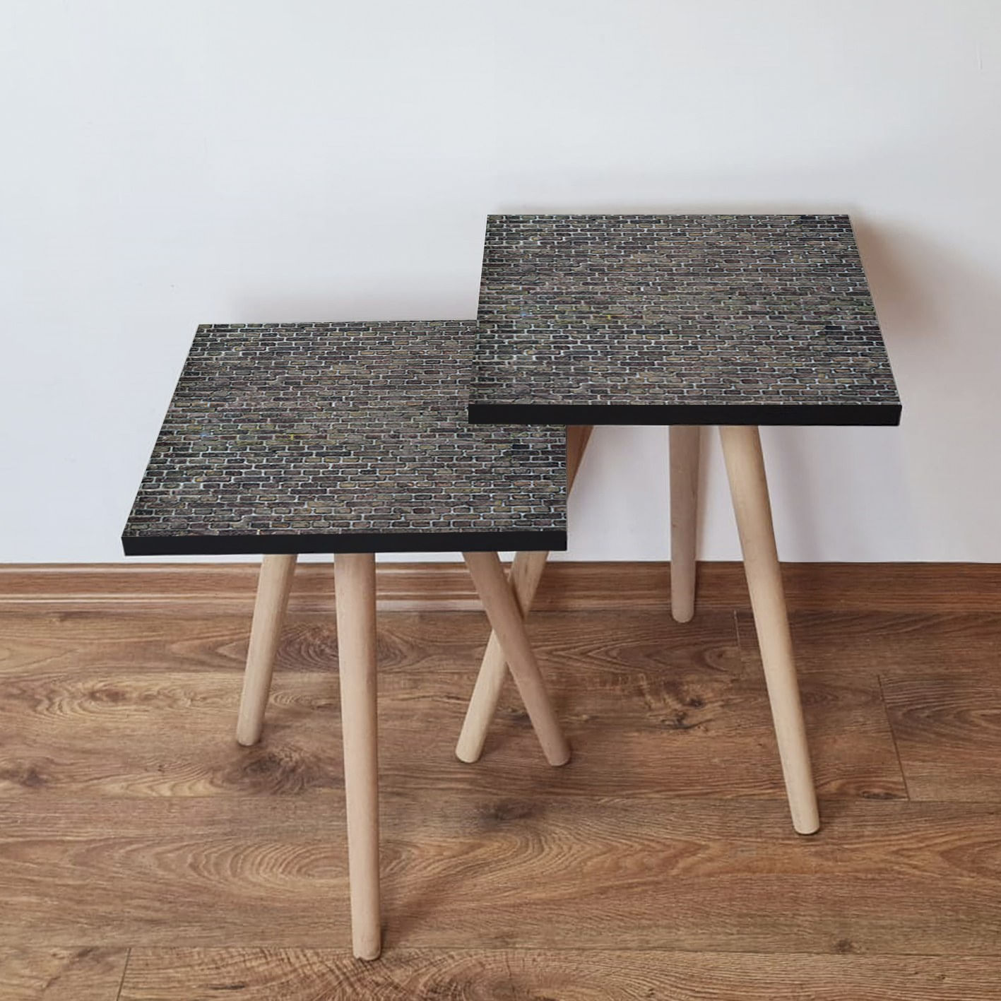 Set masute de cafea, Hanah Home, mdf, antracit, 35x35x47 cm, 2 piese