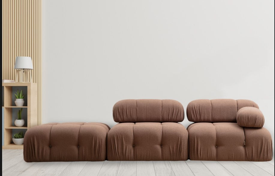 Canapea 1 loc, Hanah Home, tesatura bouclé, maro, 95x95x75 cm — imaginea 4