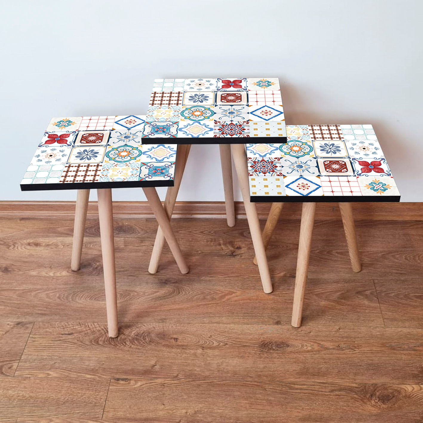 Set mese de cafea cuib, Hanah Home, mdf, multicolor, 35x35x52 cm