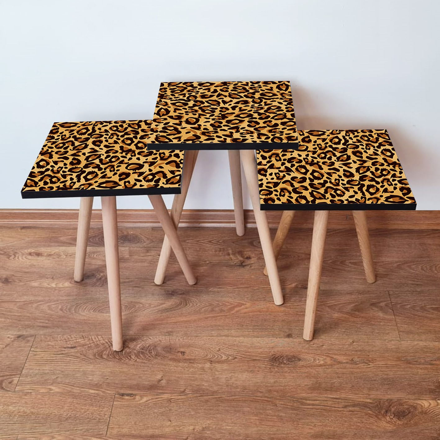 Set masute cuib, Hanah Home, mdf, bej camel maro, 35x35x52 cm