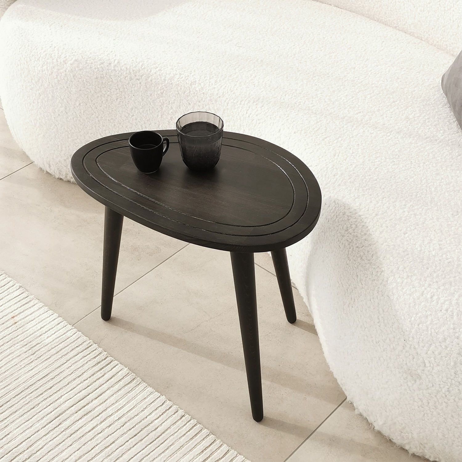 Set masute de cafea, Hanah Home, lemn masiv, antracit, 50x48x33 cm, 50x52x33 cm — imaginea 4