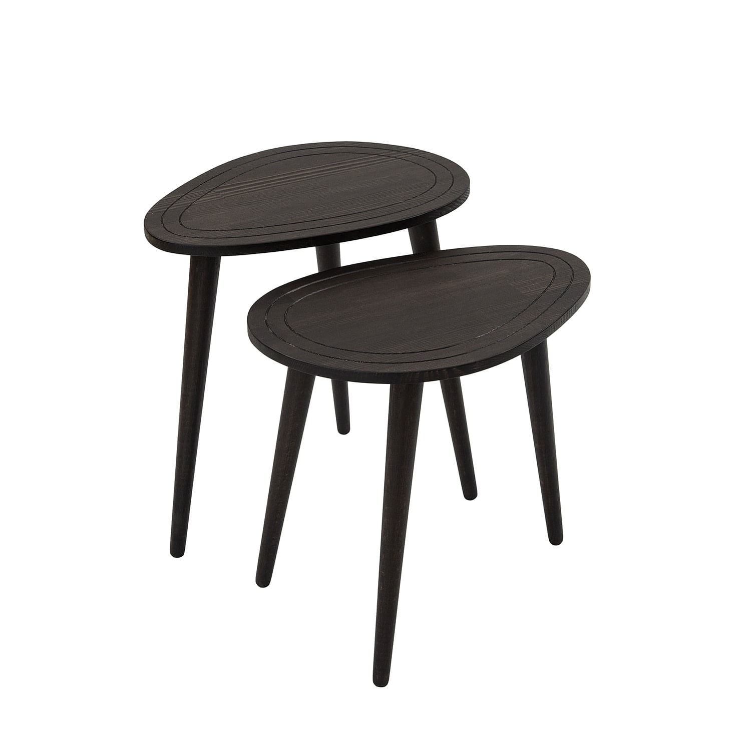 Set masute de cafea, Hanah Home, lemn masiv, antracit, 50x48x33 cm, 50x52x33 cm — imaginea 8