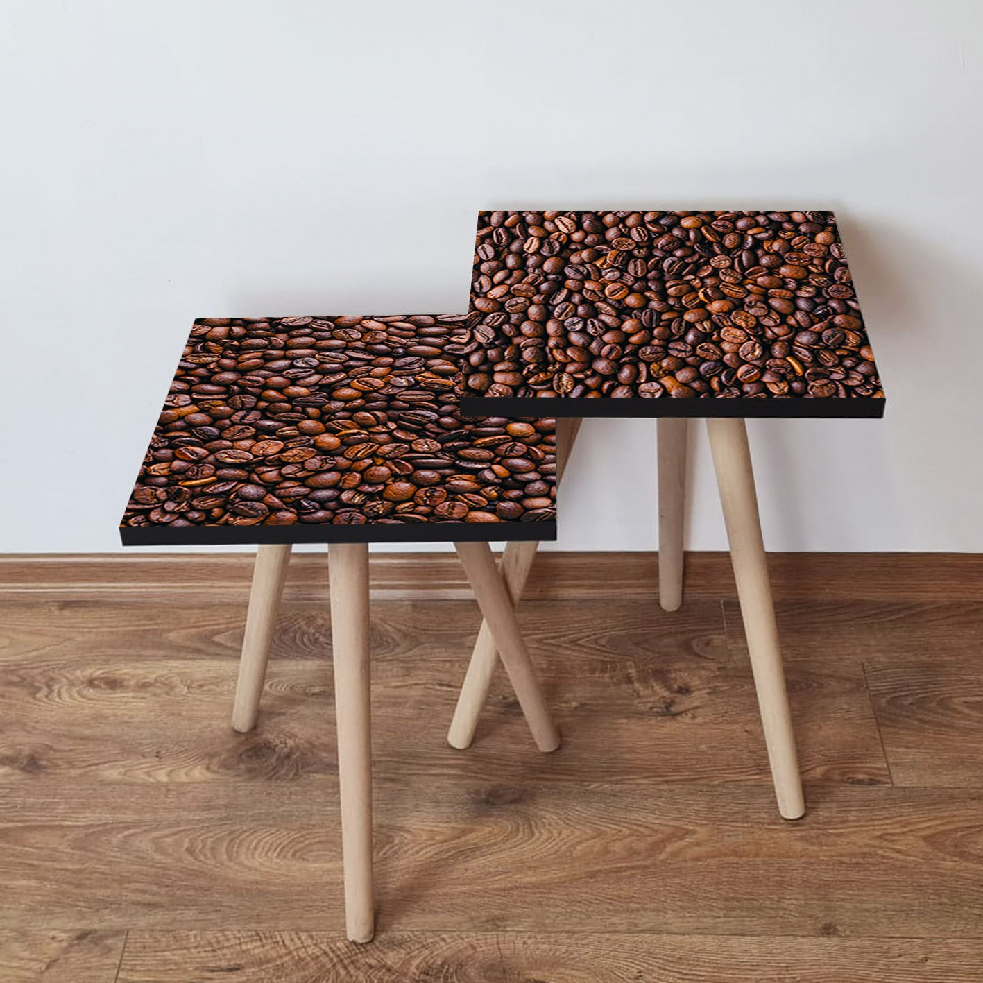 Set masute de cafea, Hanah Home, mdf, maro, 35x35x47 cm, 35x35x42 cm