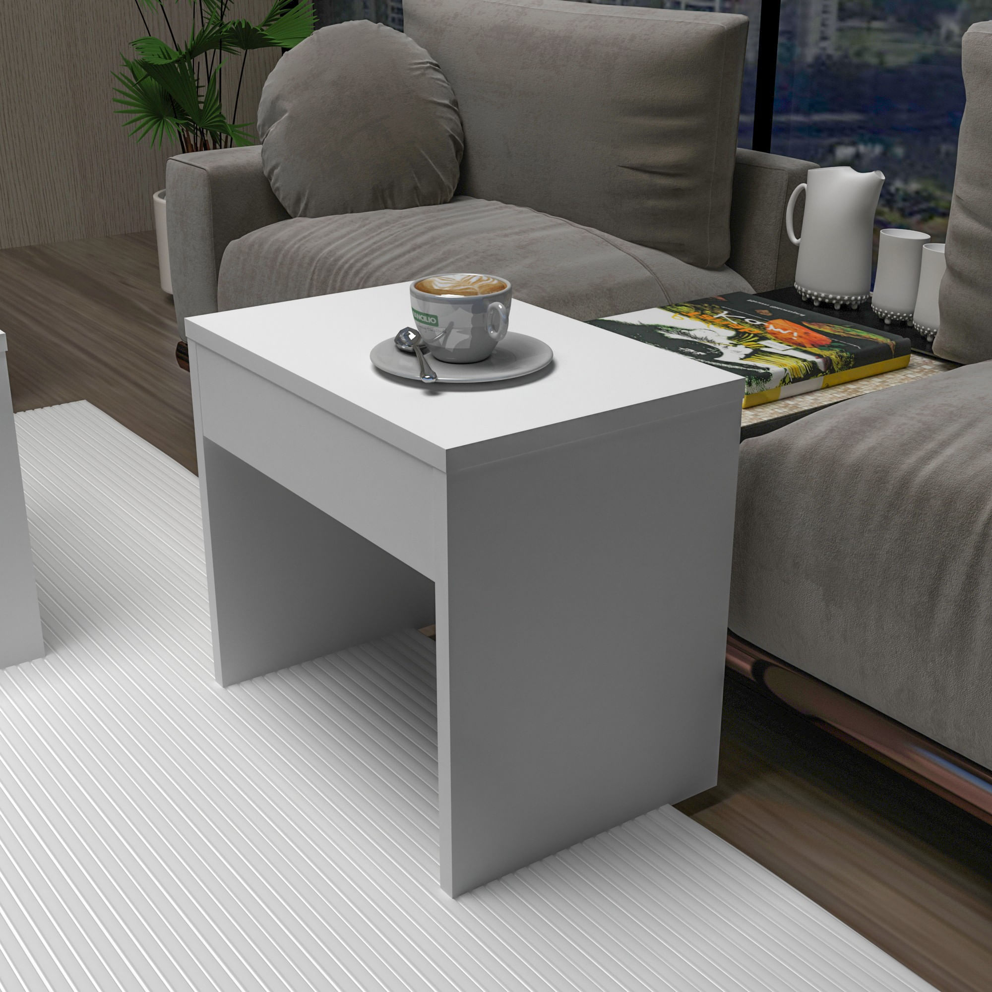 Set masute de cafea, Hanah Home, pal melaminat, alb, 100x40x37 cm — imaginea 7