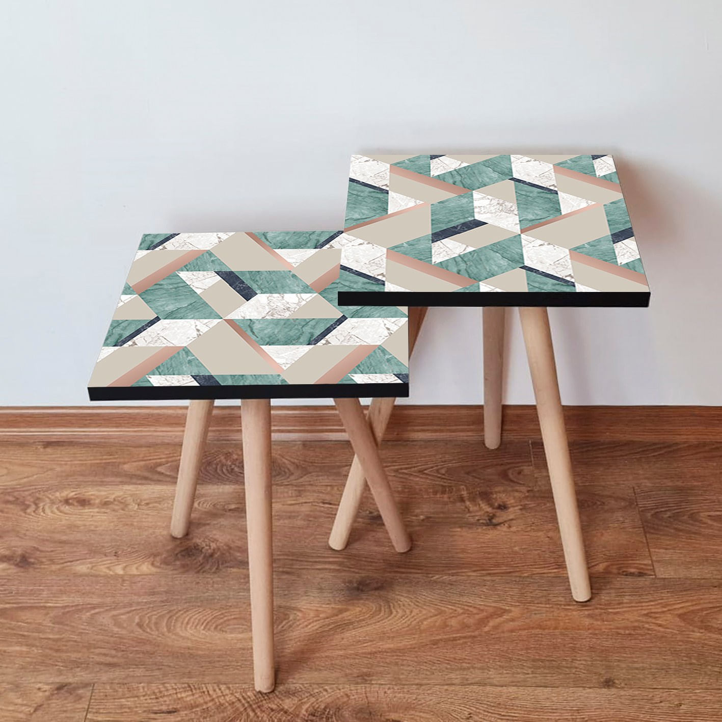 Set masute de cafea, Hanah Home, mdf, multicolor, 35x35x47 cm, set 2 piese